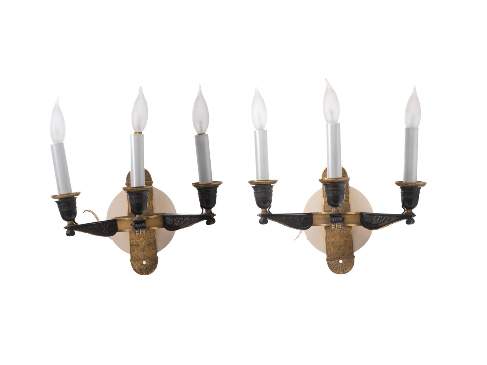 PAIR OF GILT BRONZE FRENCH EMPIRE STYLE SCONCES (1 of 4)