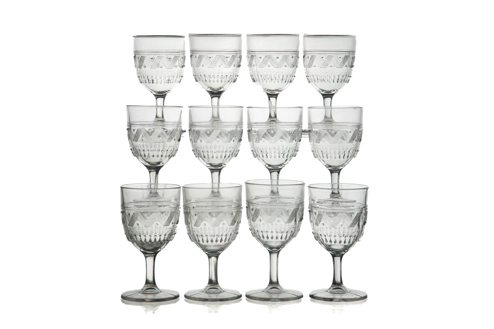 TWELVE NOVA SCOTIA PRESSED GLASS GOBLETS (1 of 1)