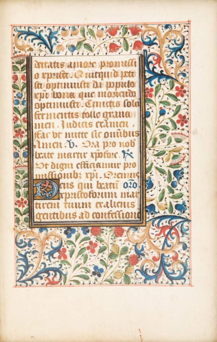 BOOK OF HOURS, ILLUMINATED LEAF, FRENCH (15th C) (1 of 3)