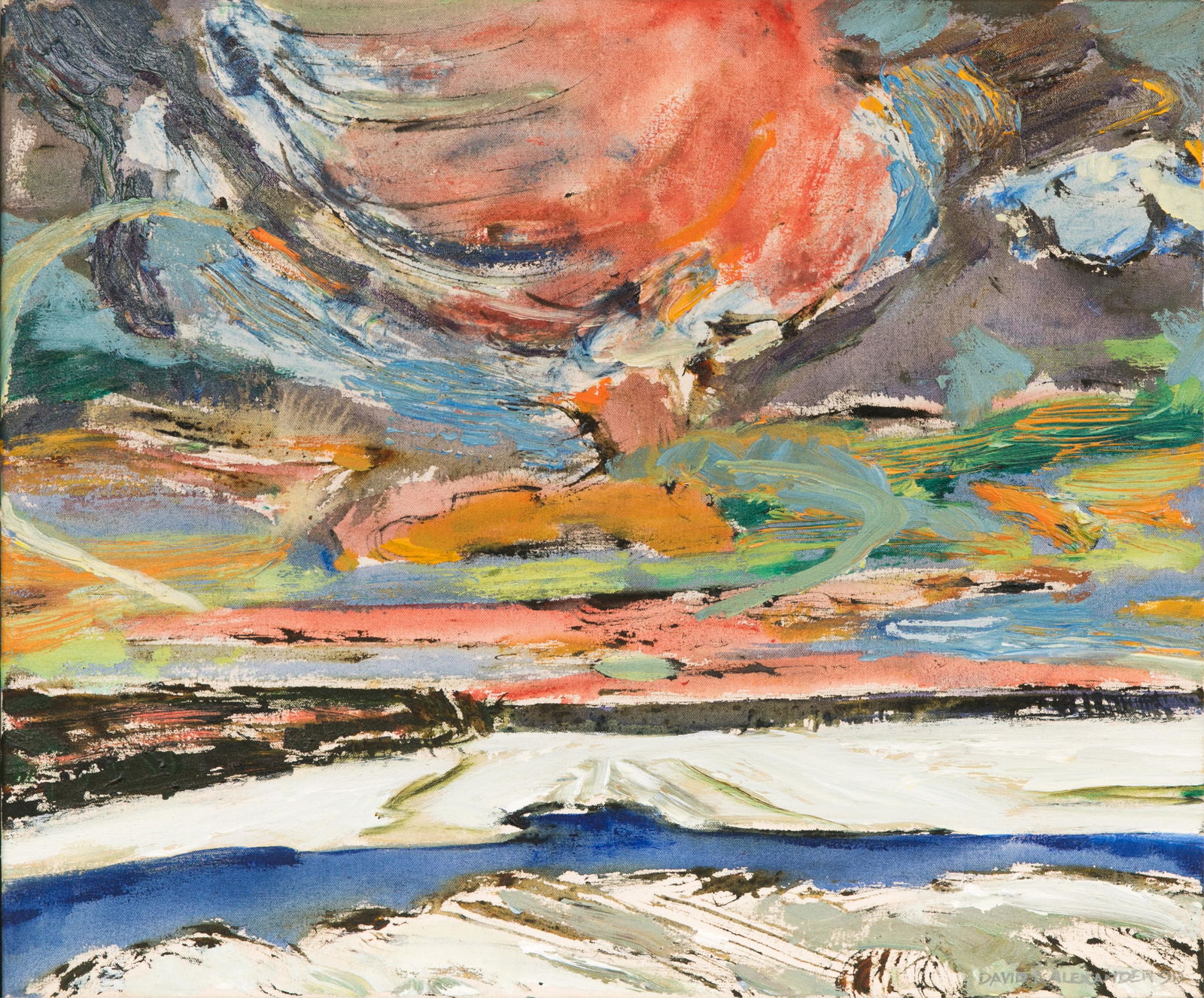 DAVID T. ALEXANDER (Canadian, b. 1947): Ice Lift Oil on Canvas Signed lower right Dated 1990 on verso H. 20" W. 24 1/4"