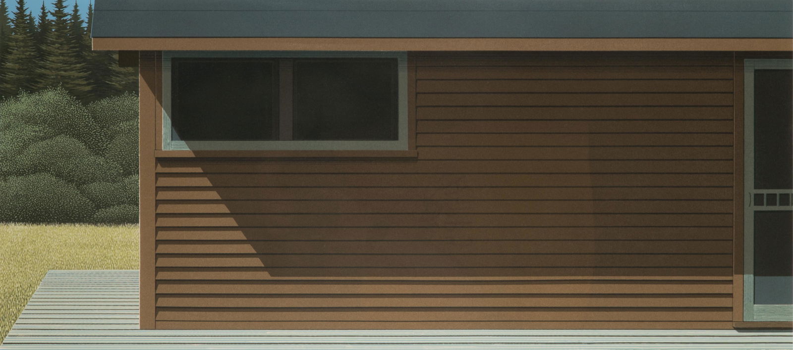 JOHN CHRISTOPHER PRATT (Canadian, 1935-2022): Summer on the South East Serigraph Signed and dated 1987 lower right Title and edition #17/70 lower left H. 16 1/2” W. 35” Provenance: Mira Godard Gallery (Toronto) label verso