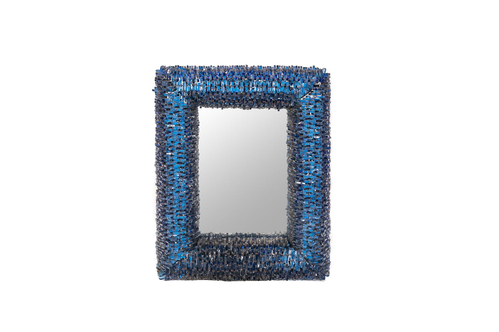 ITALIAN BLUE GLASS  FRAMED MIRROR (1 of 2)