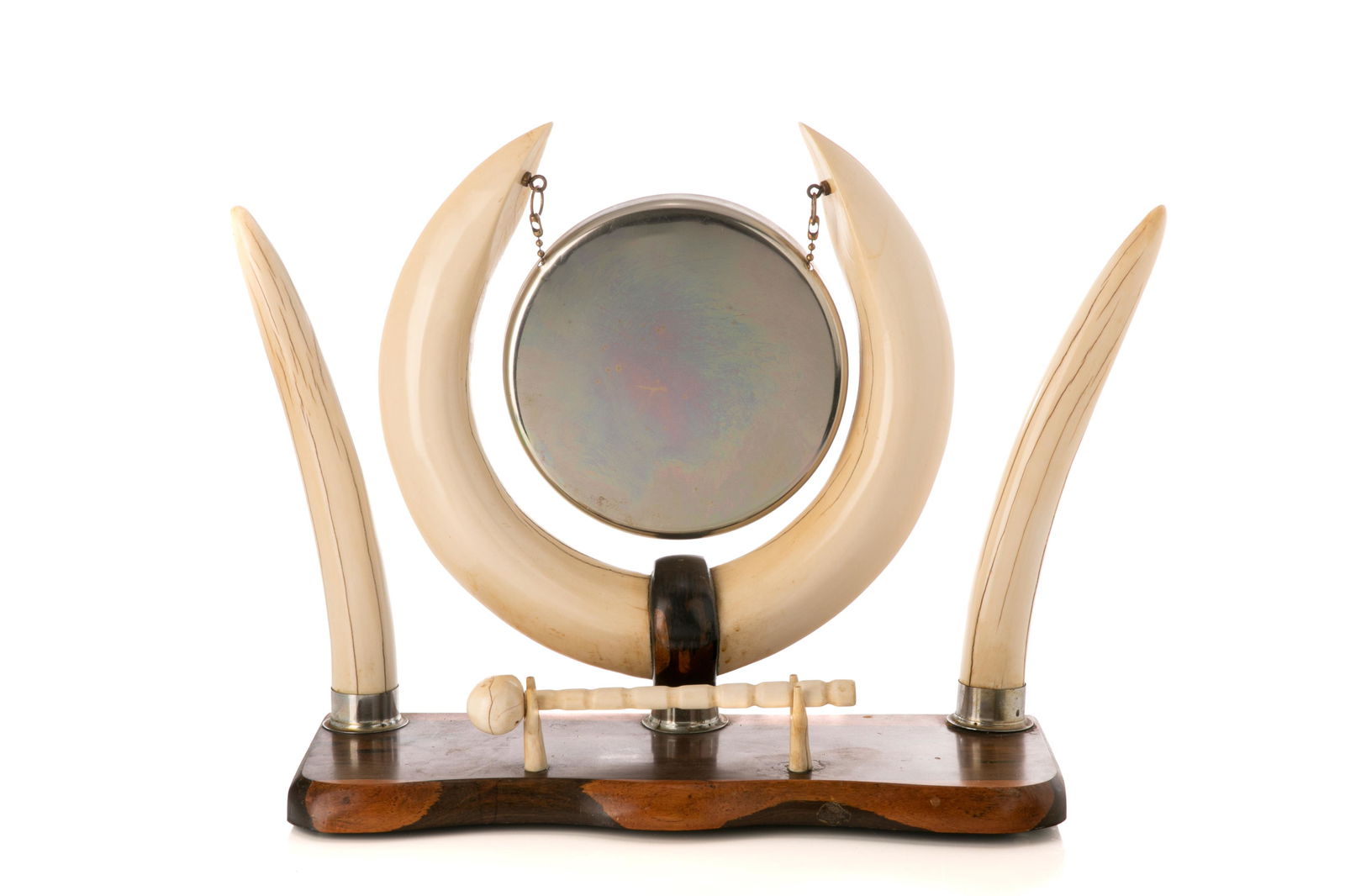 NATURAL & CARVED WOOD GONG & MALLETT (1 of 5)