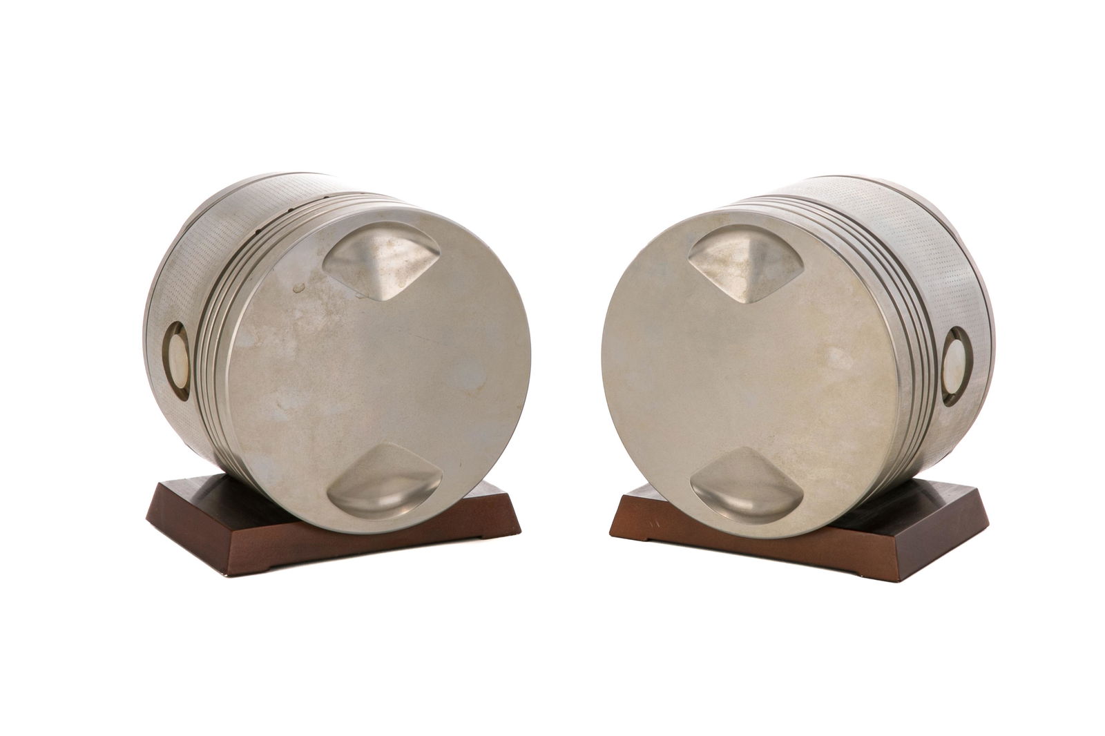 PAIR OF VINTAGE AIRCRAFT ENGINE PISTON BOOKENDS (1 of 6)
