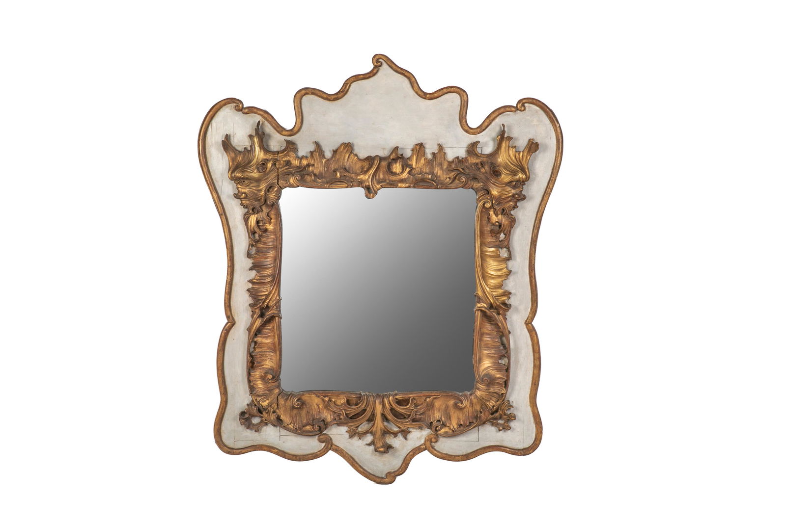 ANTIQUE FRENCH PAINTED & GILDED MIRROR (1 of 2)