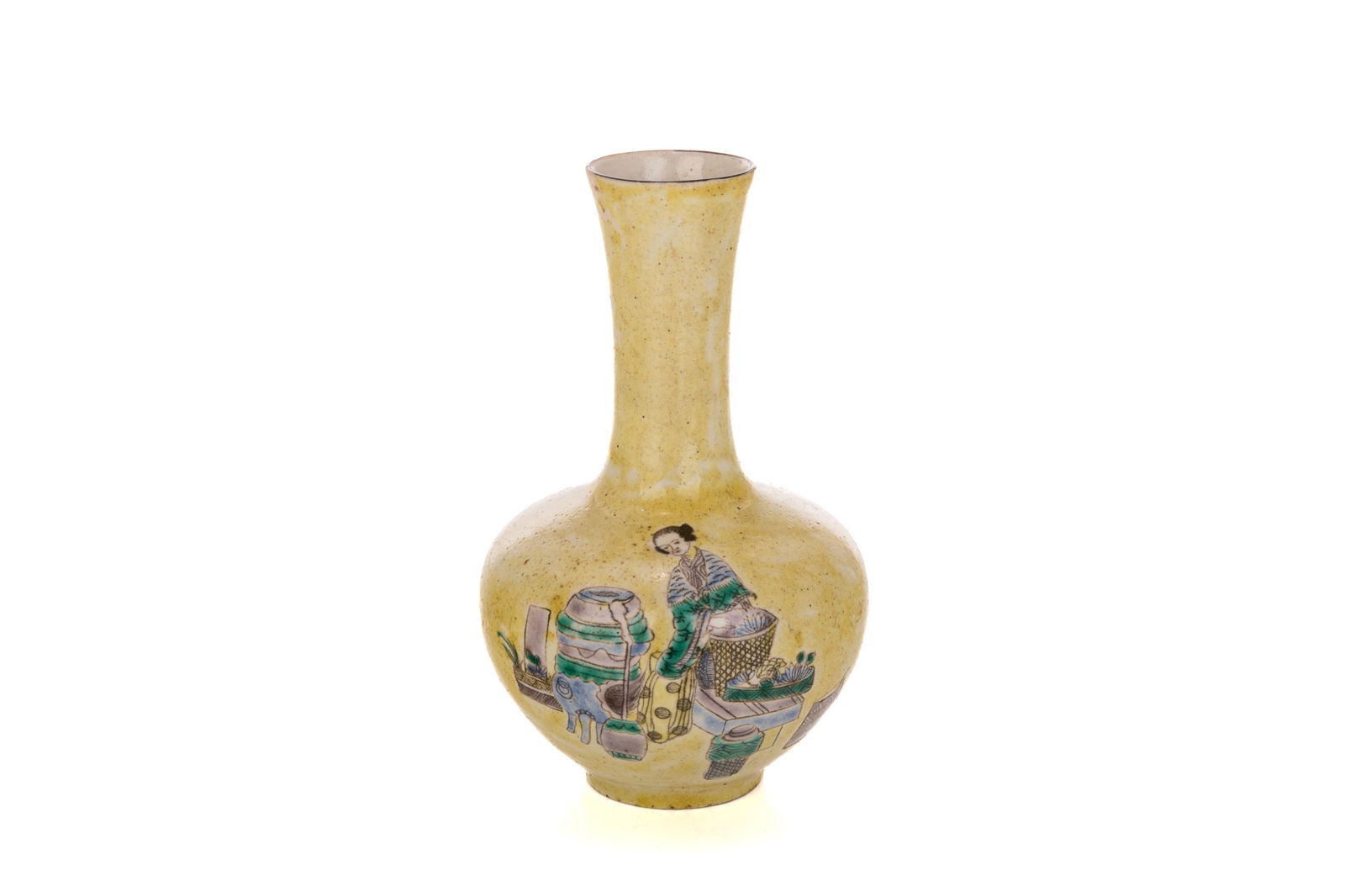 A CHINESE SMALL SANCAI GLAZED BOTTLE VASE (1 of 5)