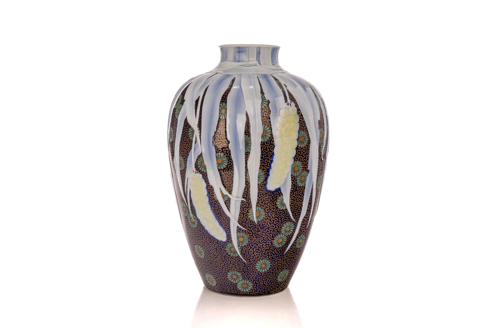 JAPANESE FUKAGAWA MOULDED PORCELAIN VASE (1 of 5)