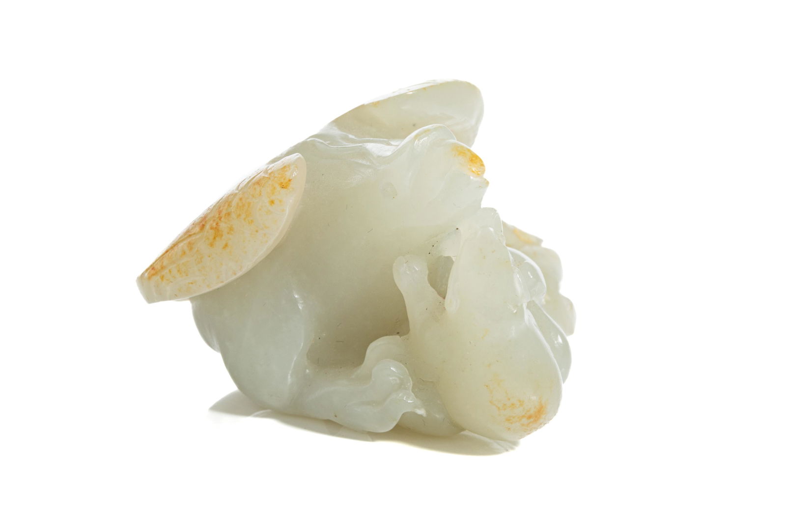 A CHINESE WHITE JADE CARVED EAGLE & BEAR (1 of 5)