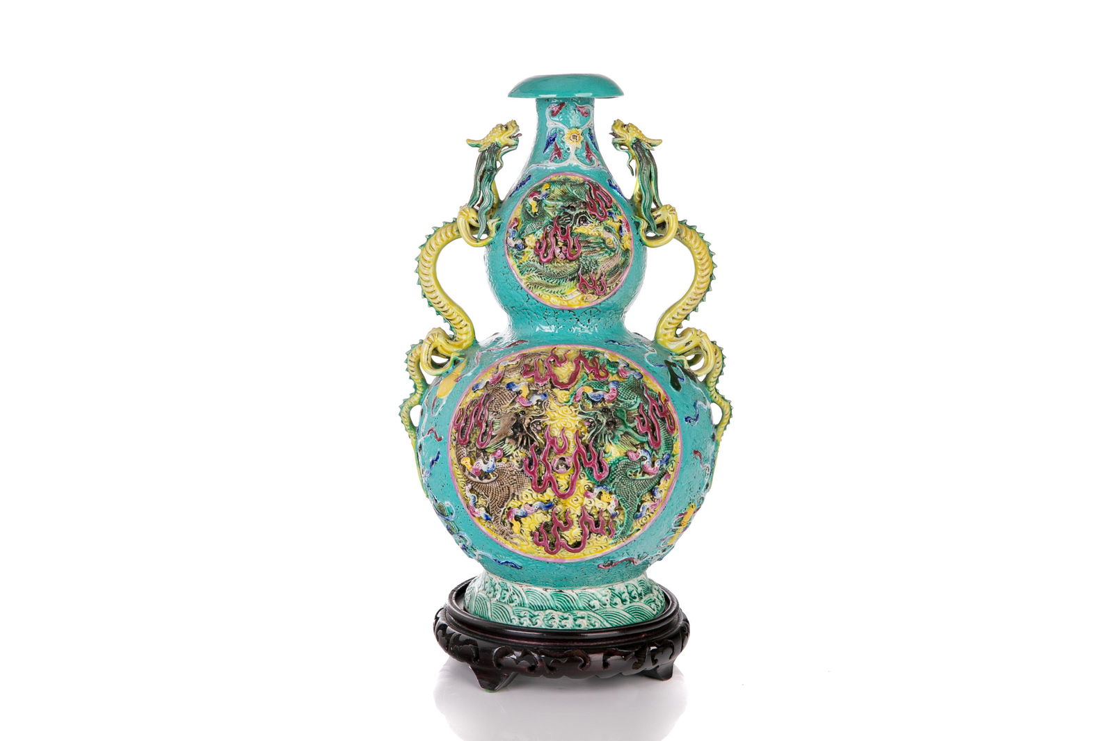 CHINESE FAMILLE ROSE DOUBLE GOURD PORCELAIN VASE (1 of 8)