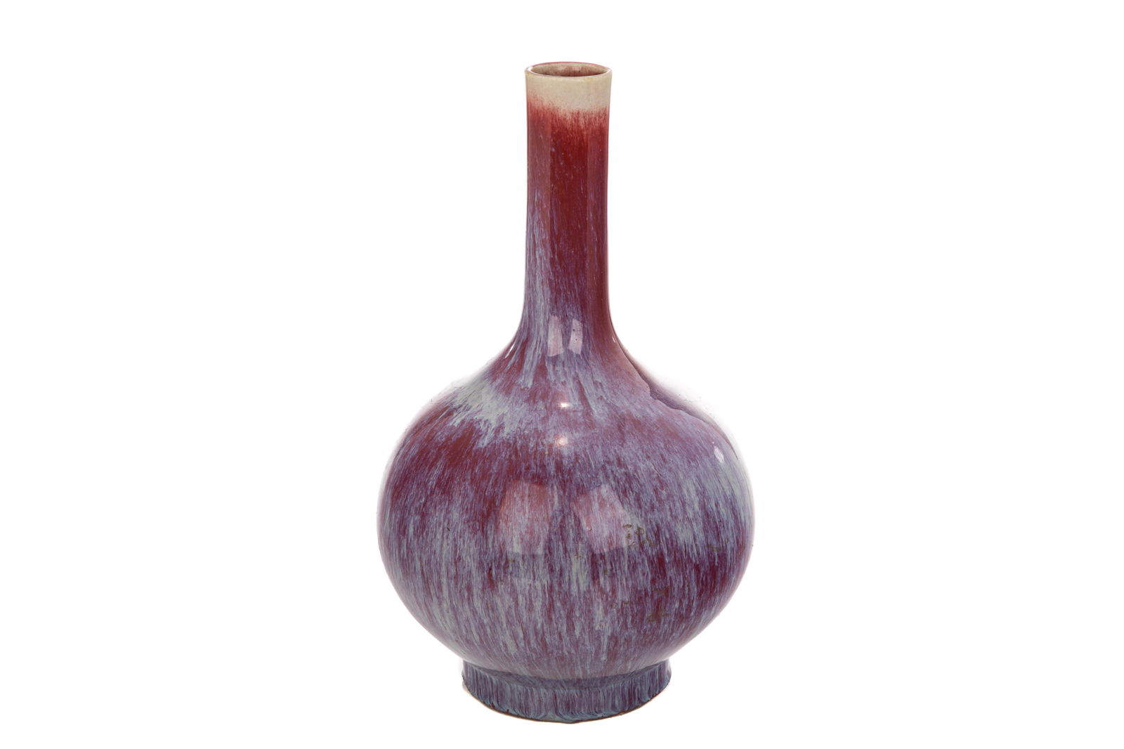 A CHINESE FLAMBE GLAZED PORCELAIN BOTTLE VASE (1 of 4)