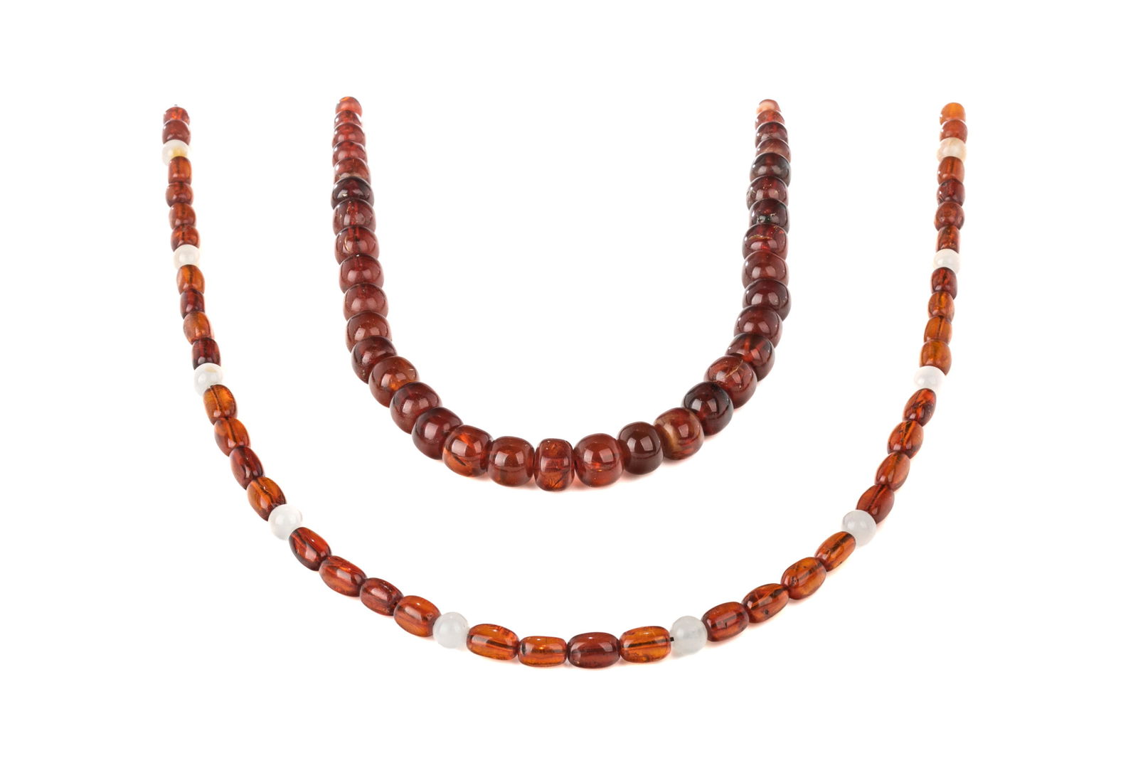 TWO CHINESE STRAND AMBER BEADS (1 of 5)