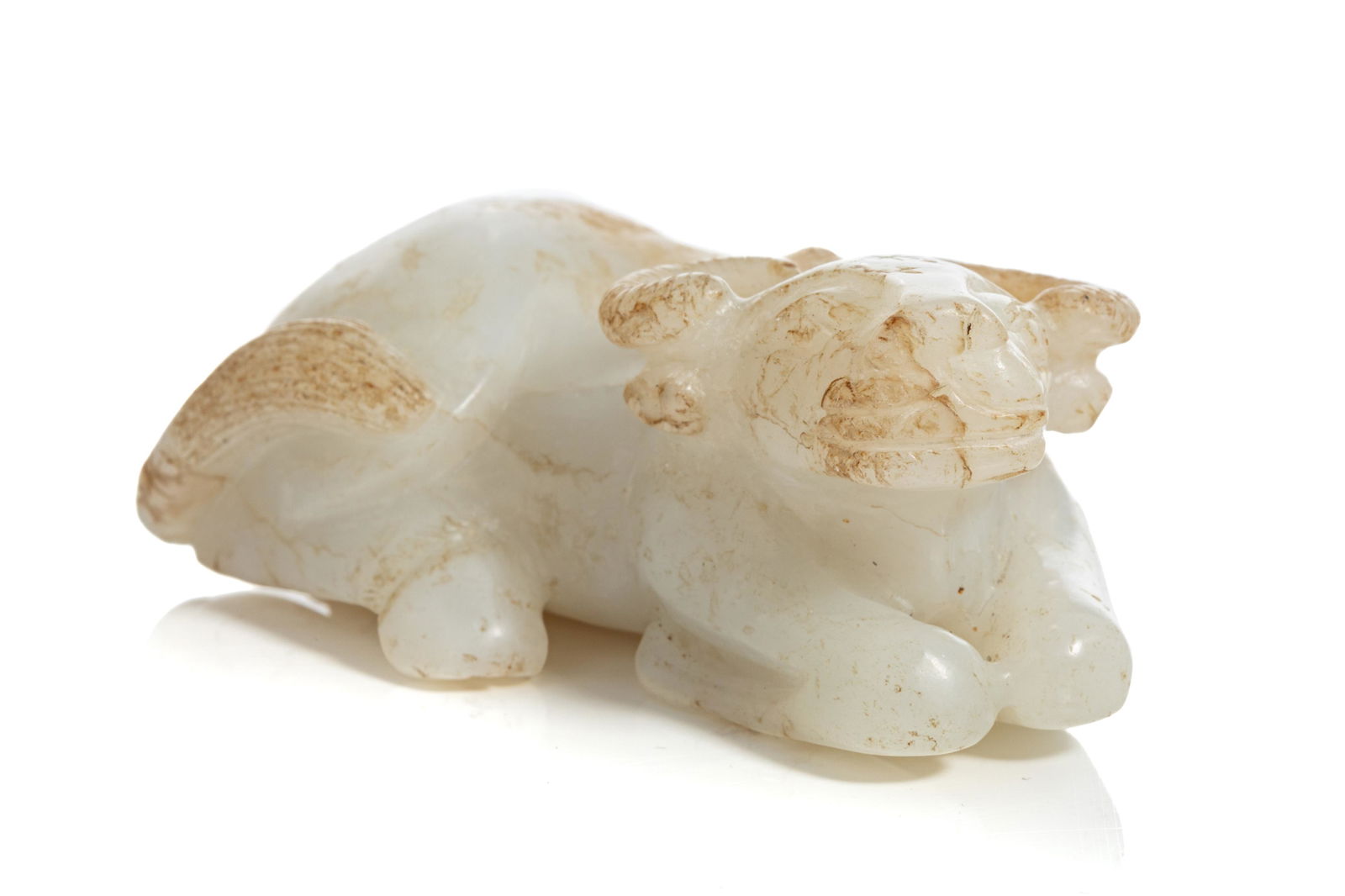 A CHINESE WHITE JADE CARVED WATER BUFFALO (1 of 5)