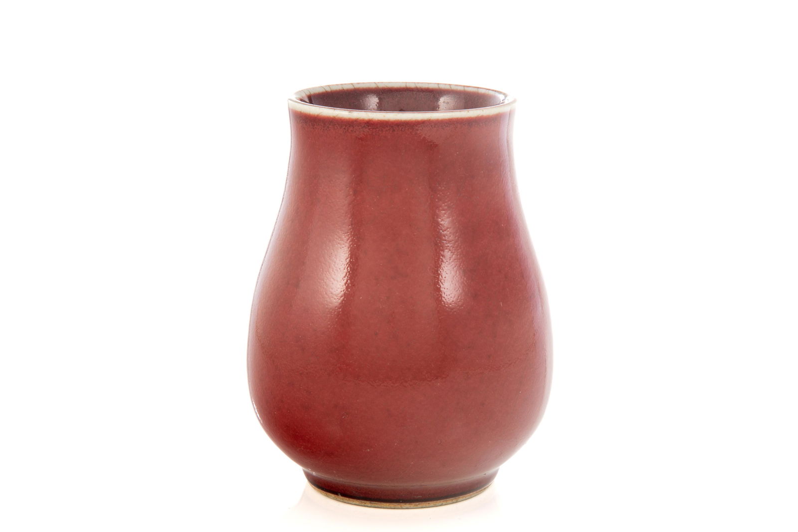 A CHINESE LANG WARE UNDERGLAZE COPPER RED VASE (1 of 2)