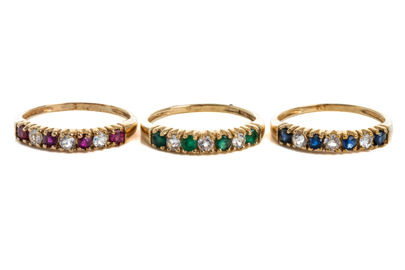 THREE 10K GOLD GEM-SET RINGS, 4.5g (1 of 5)