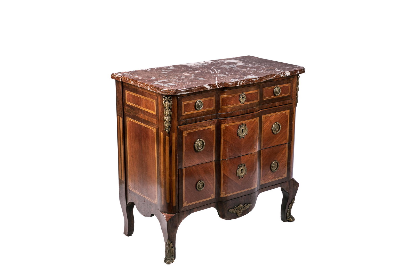 FRENCH TRANSITIONAL MARBLE TOP COMMODE (1 of 9)