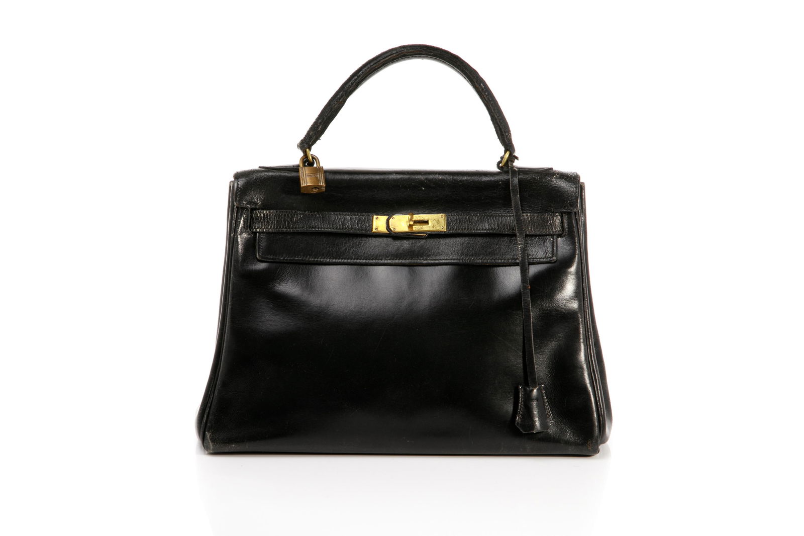 VINTAGE HERMES BLACK LEATHER KELLY BAG (1 of 4)