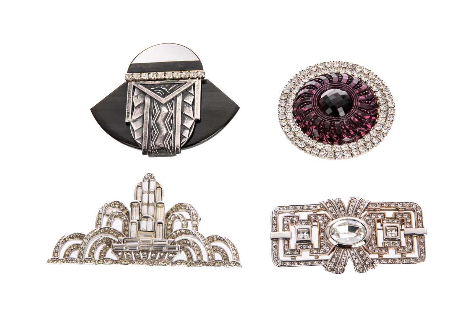 GROUP OF ART DECO AND MID CENTURY COSTUME BROOCHES (1 of 1)