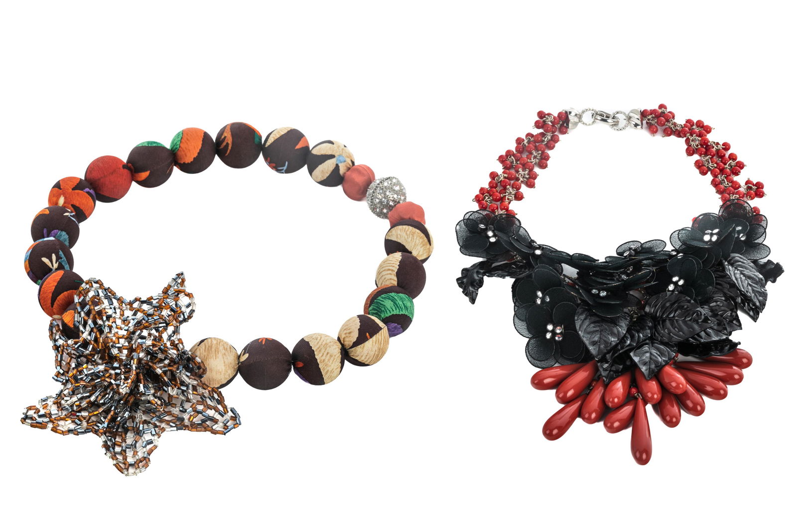 TWO VINTAGE STATEMENT COSTUME NECKLACES (1 of 1)