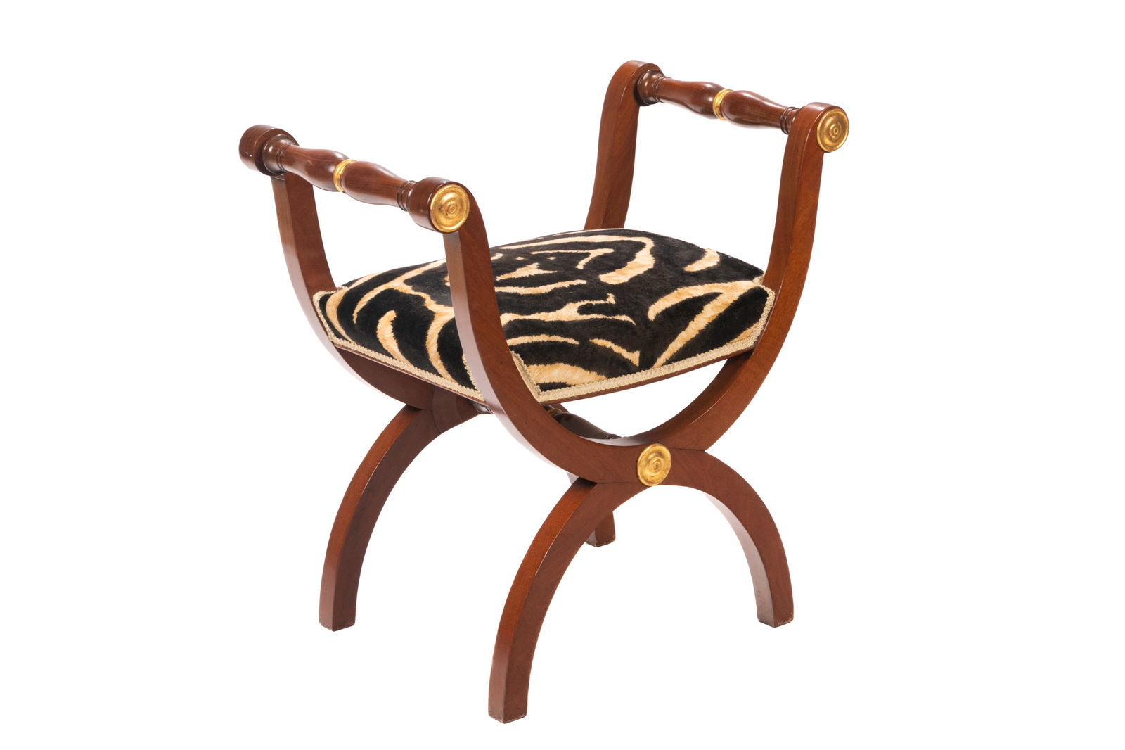 MAHOGANY P. ACHARD SIGNED X-FORM STOOL (1 of 1)