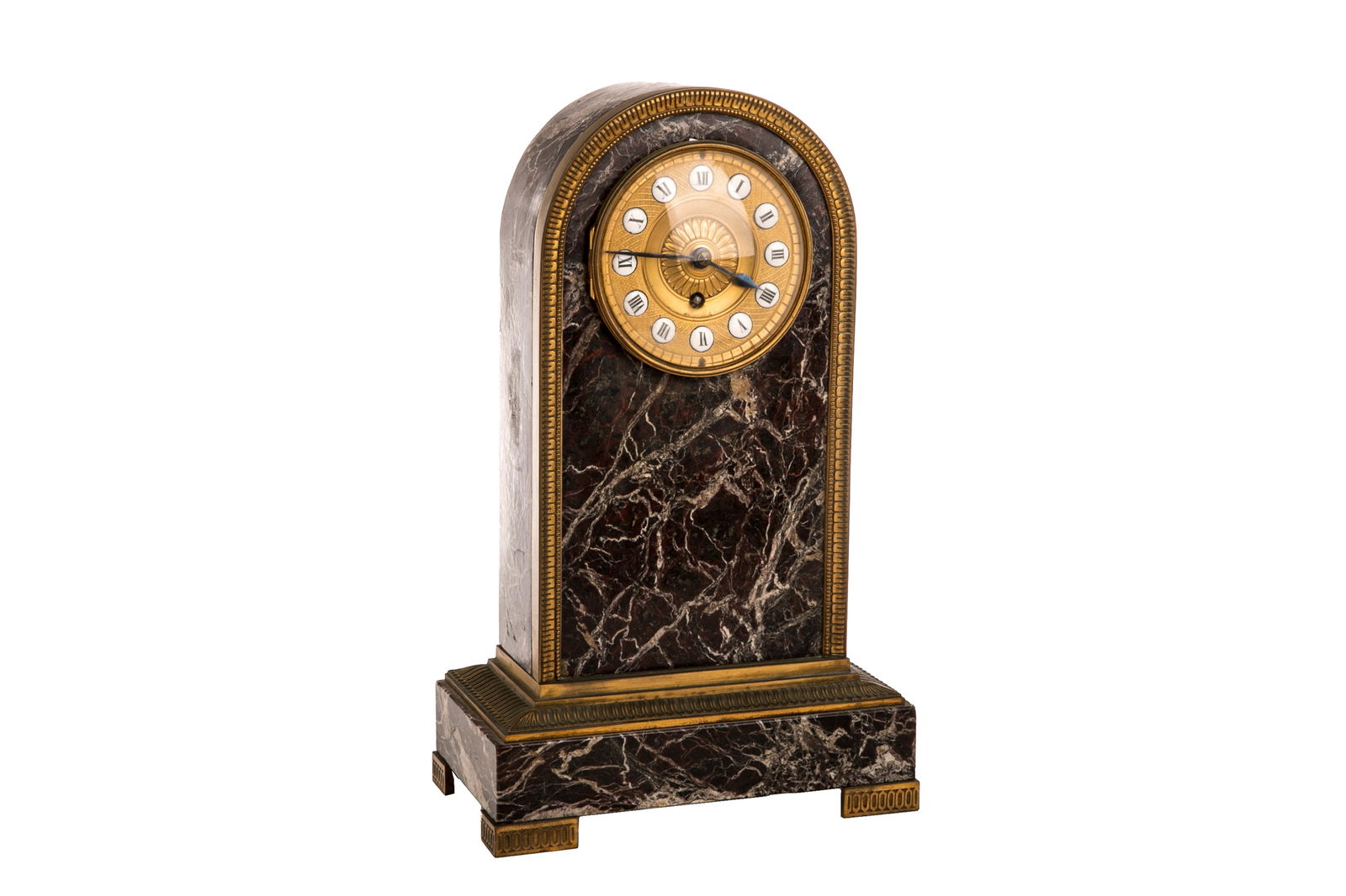 ANTIQUE FRENCH MARBLE & BRONZE CLOCK (1 of 7)
