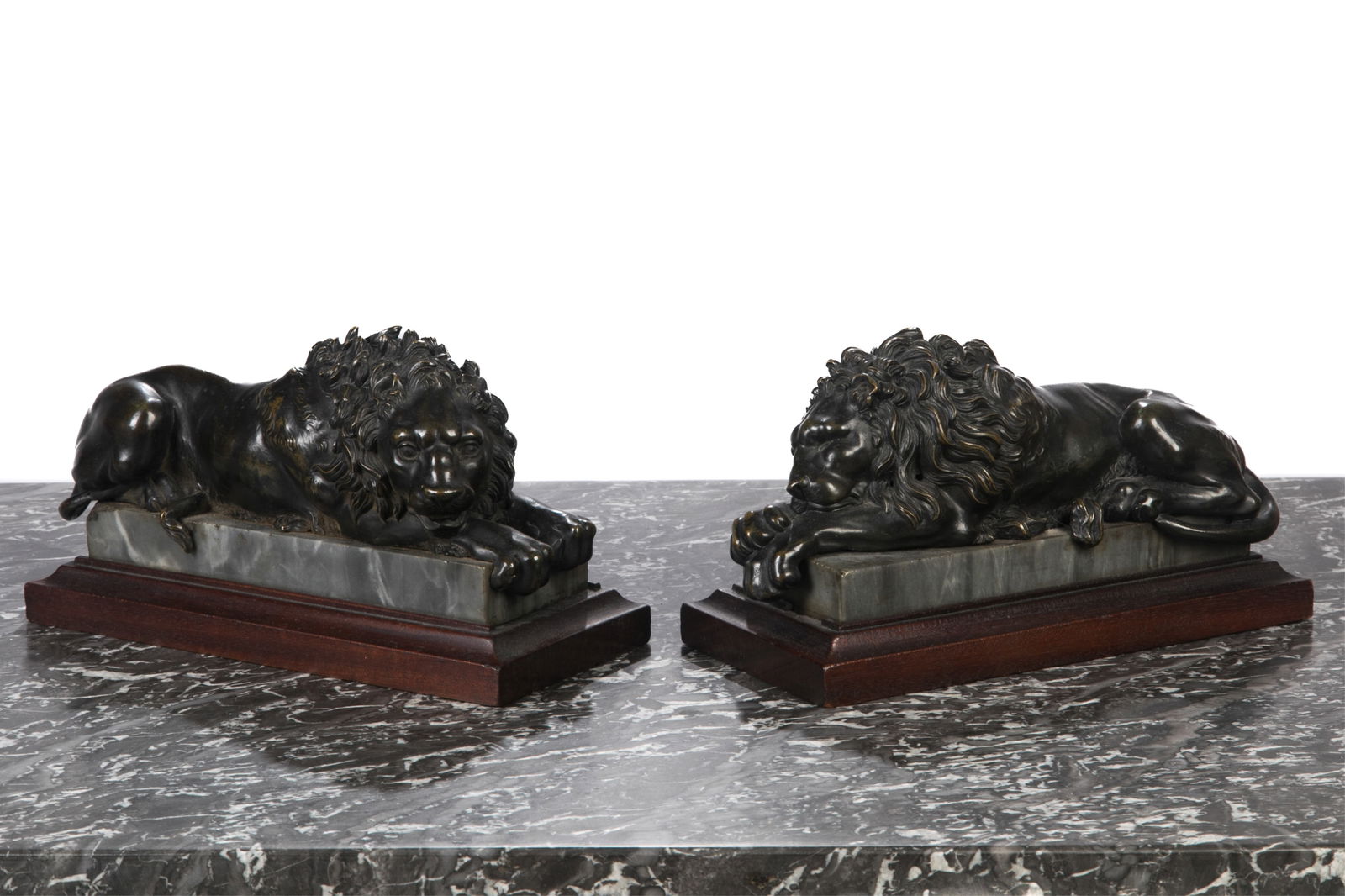 PAIR OF 19th C GRAND TOUR BRONZE LIONS (1 of 1)