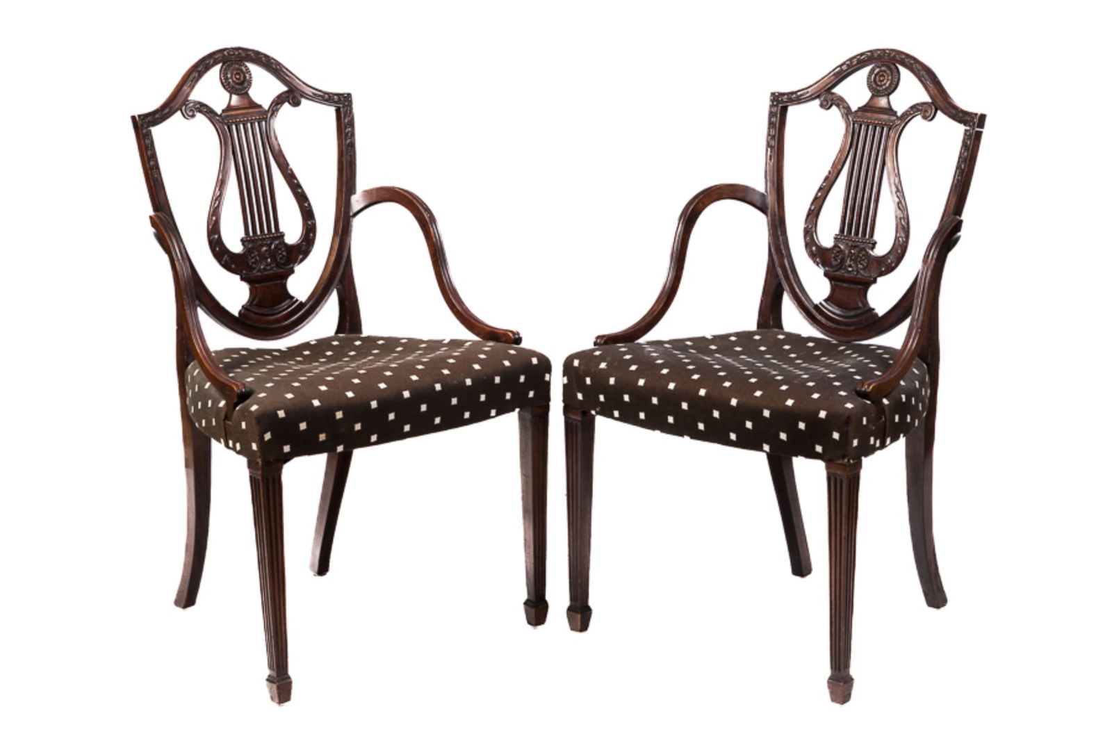 PAIR OF LYRE BACK ARMCHAIRS (1 of 1)