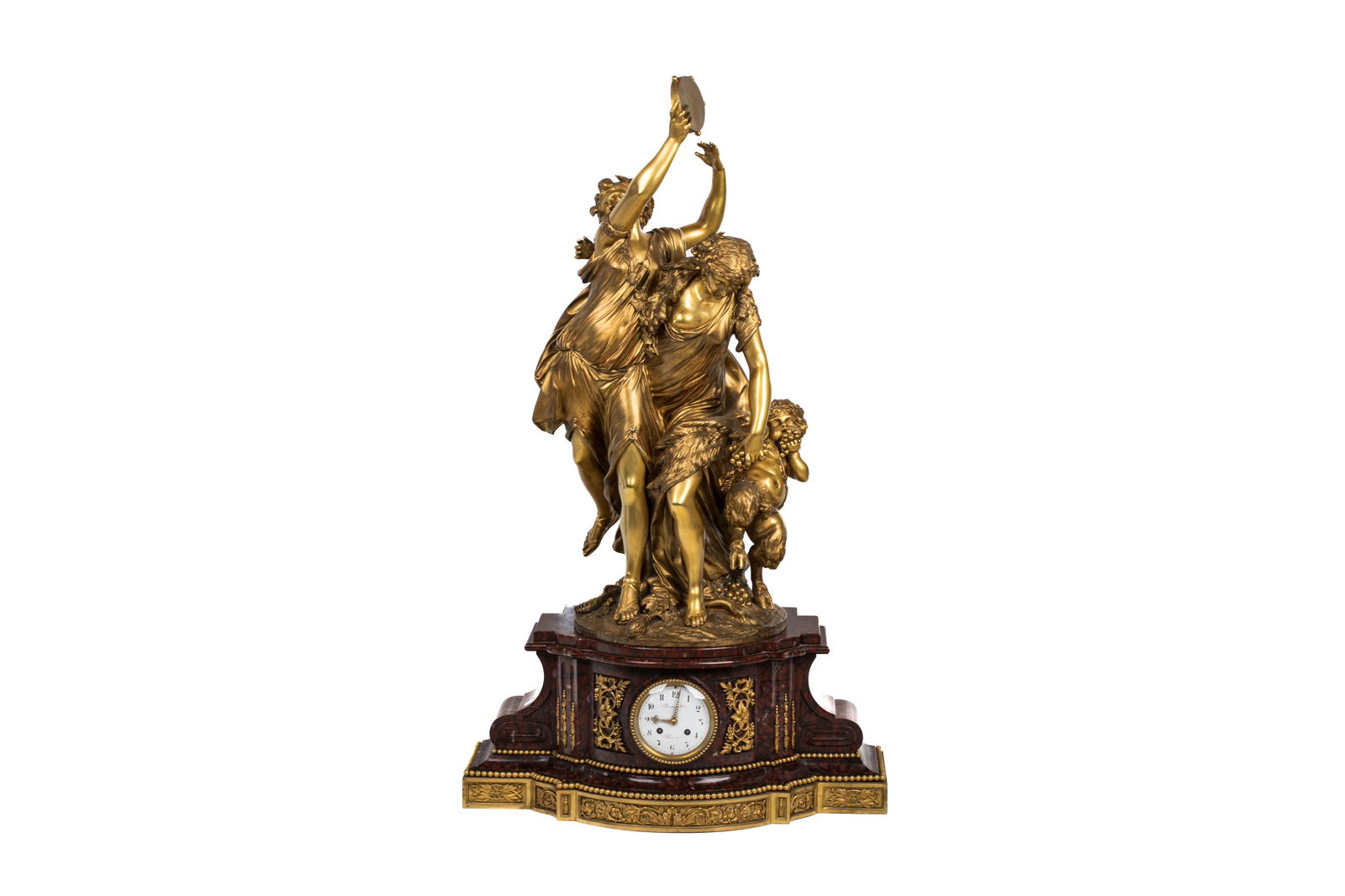 19th C FINE FRENCH GILT BRONZE & MARBLE MANTLE CLOCK (1 of 8)