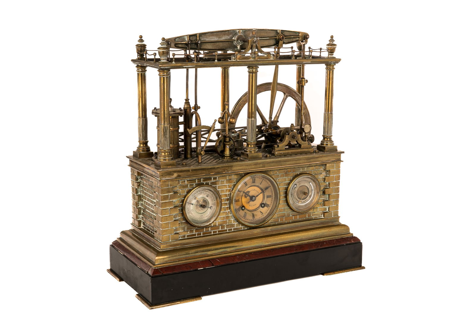 AMERICAN BRONZE AUTOMATON CLOCK BAROMETER (1 of 8)