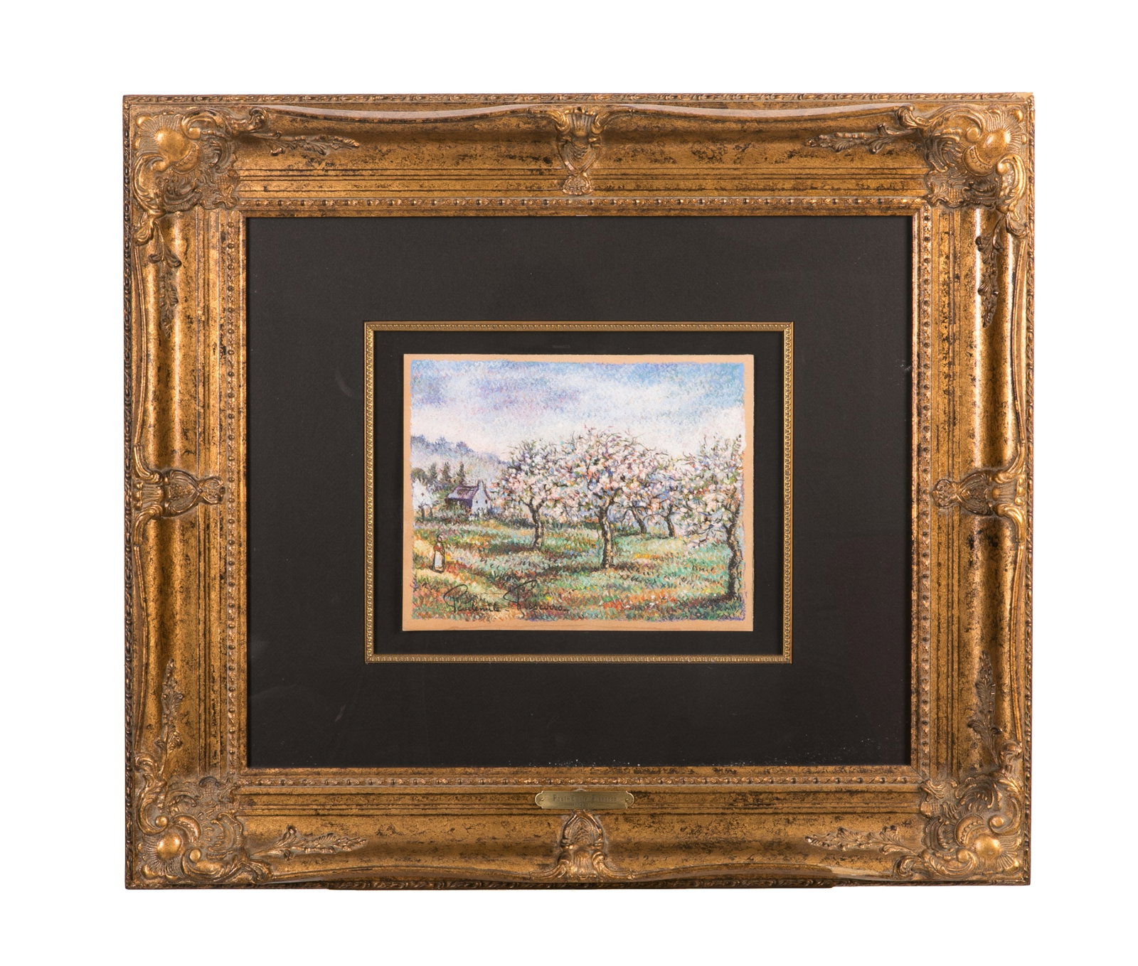 PAUL EMILE PISSARO (France, 1884-1972): Verger Normand Pastel on paper Signed bottom left H. 9 3/4" W. 12 1/4"