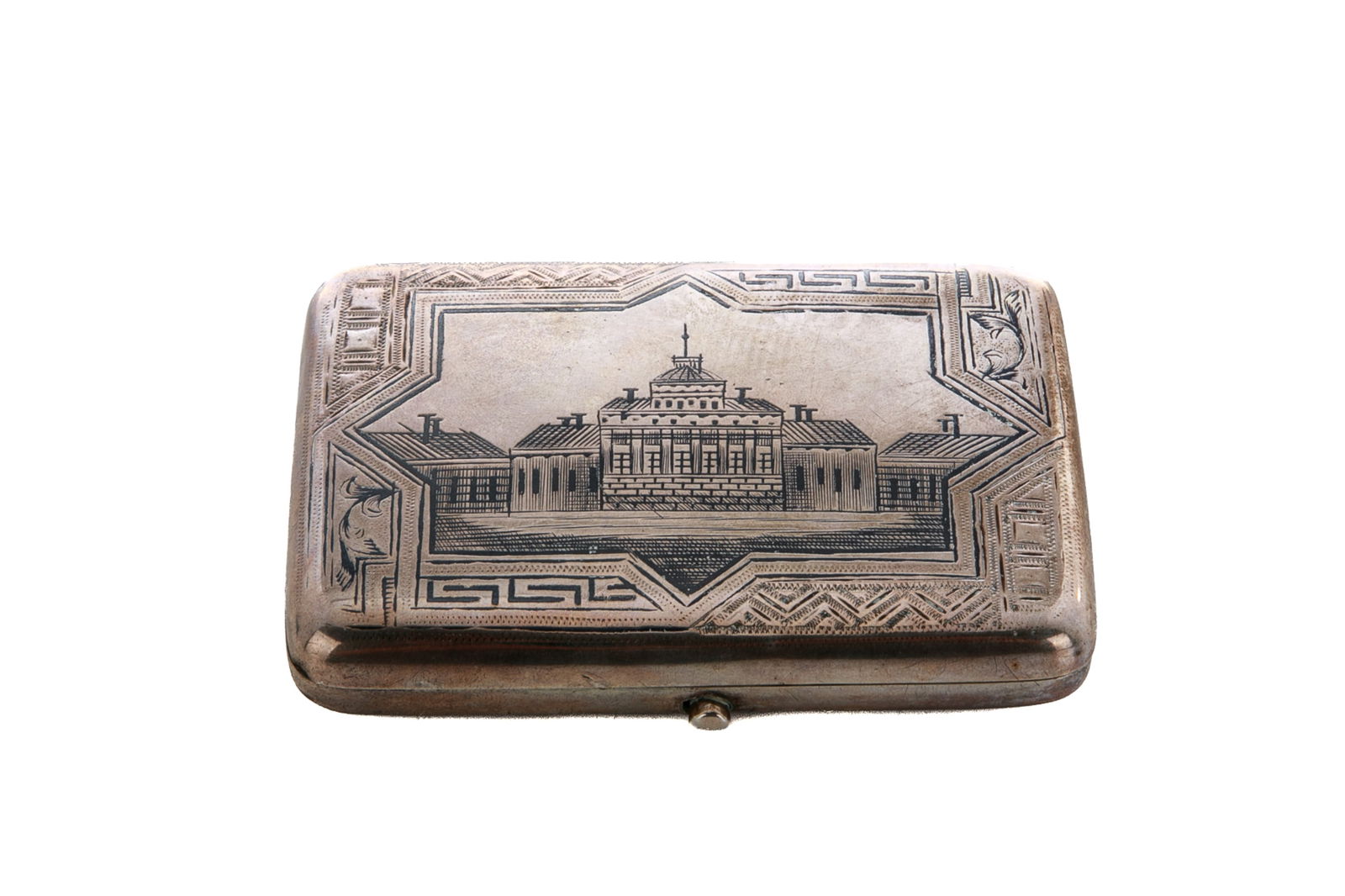 19th C RUSSIAN NIELLO SILVER CIGARETTE CASE, 125g (1 of 5)