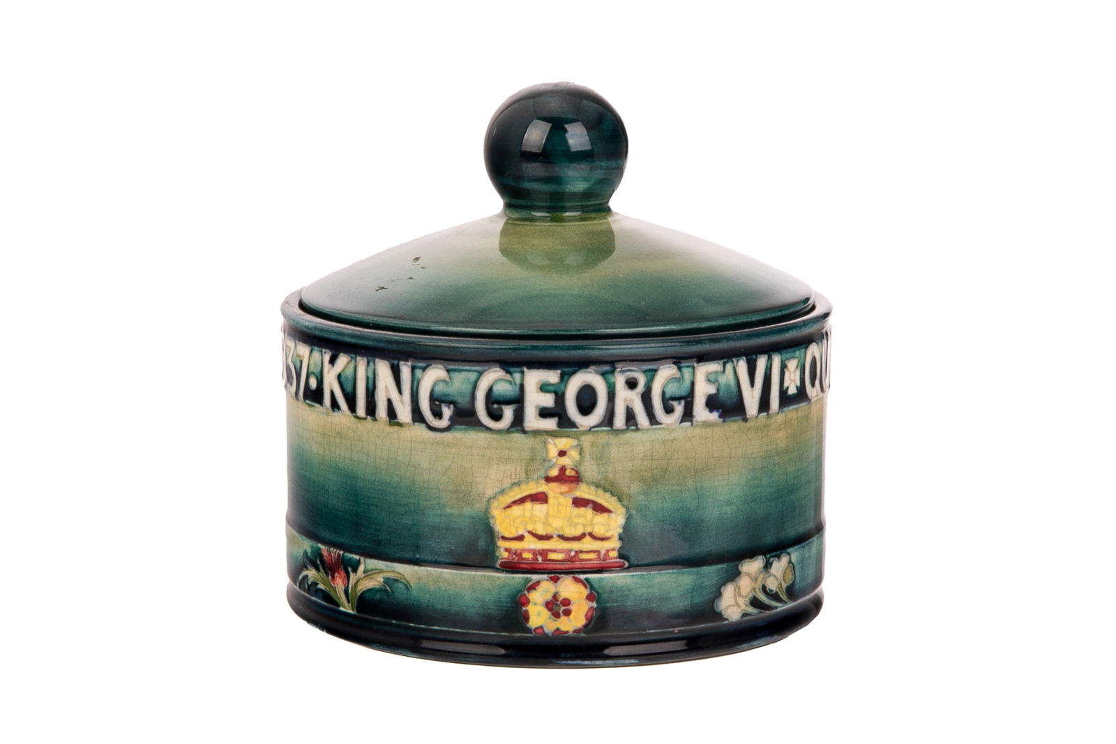 MOORCROFT POTTERY CORONATION OF GEORGE VI HUMIDOR (1 of 7)