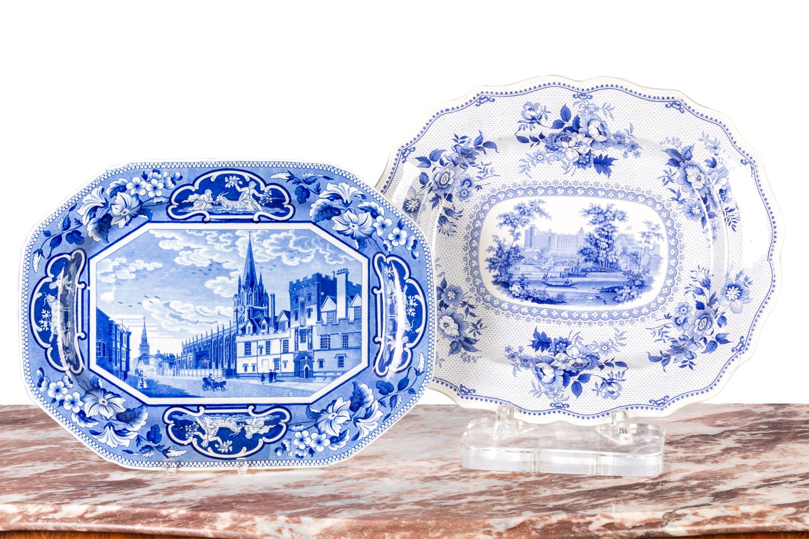TWO ENGLISH BLUE & WHITE POTTERY PLATTERS (1 of 1)