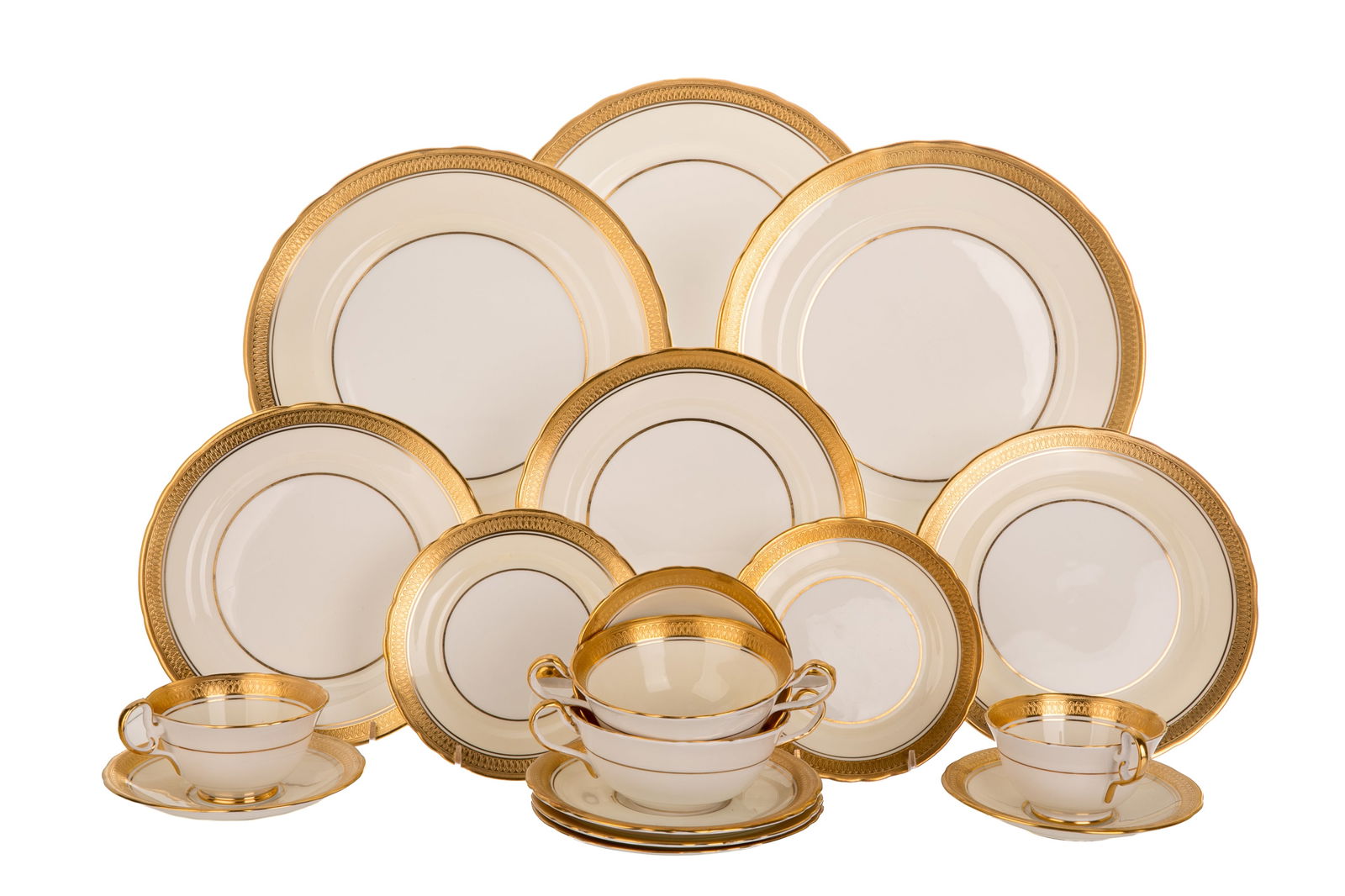 79 PCS ENGLISH AYNSLEY PORCELAIN DINNER SERVICE (1 of 2)