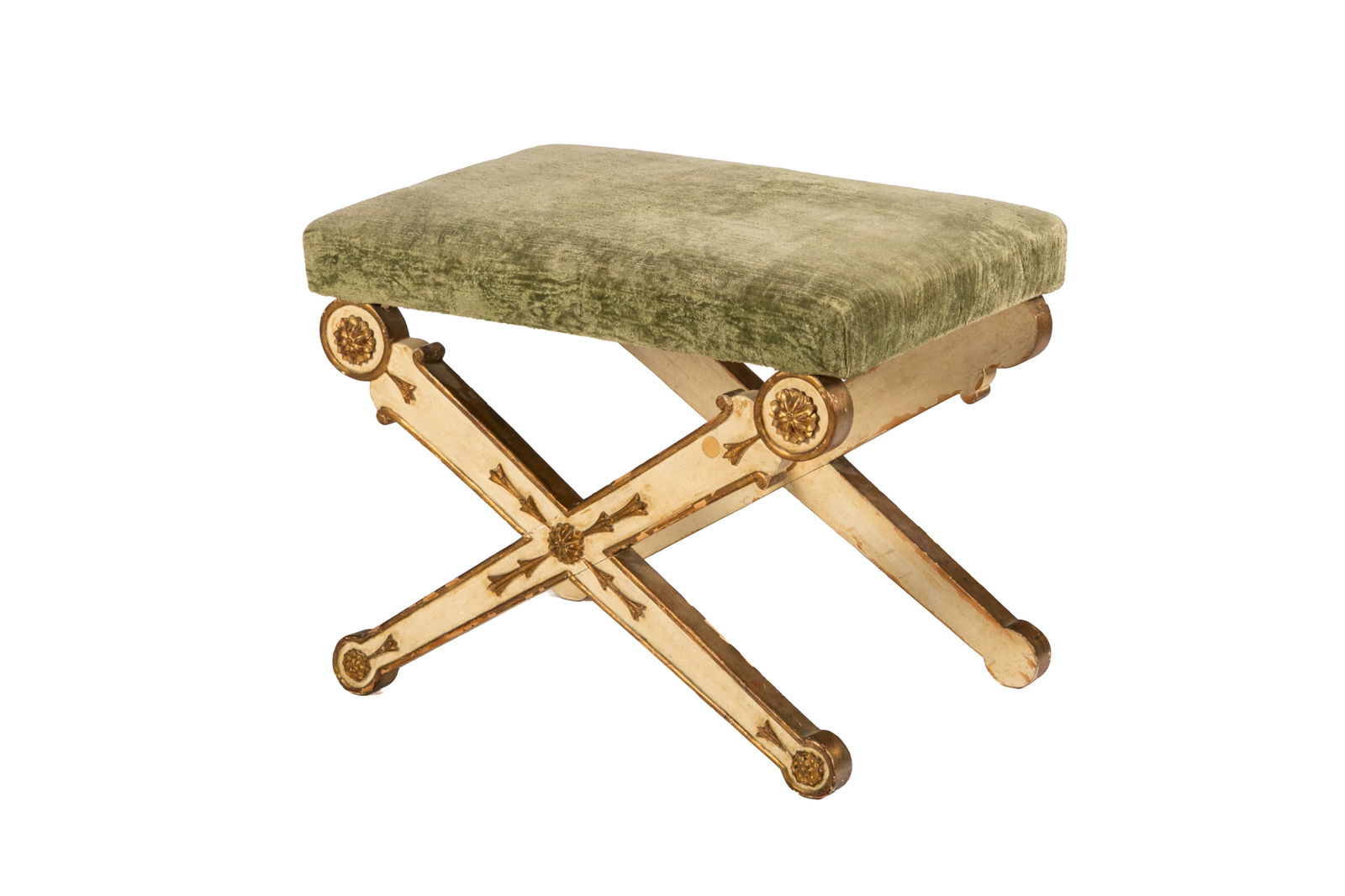 VINTAGE X-FORM PAINTED & UPHOLSTERED STOOL (1 of 4)