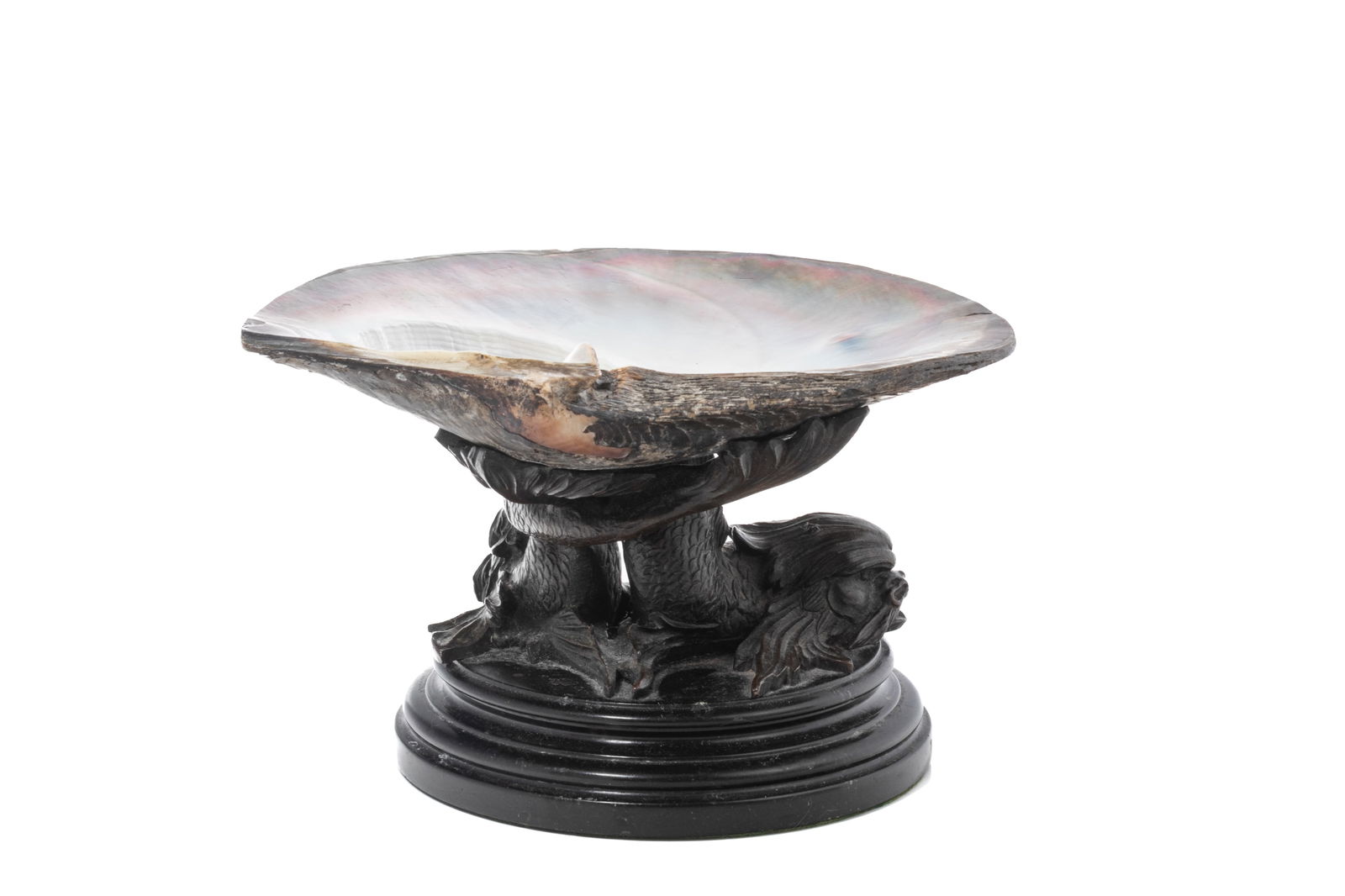 DOLPHIN FORM BRONZE WITH SHELL DISH (1 of 4)