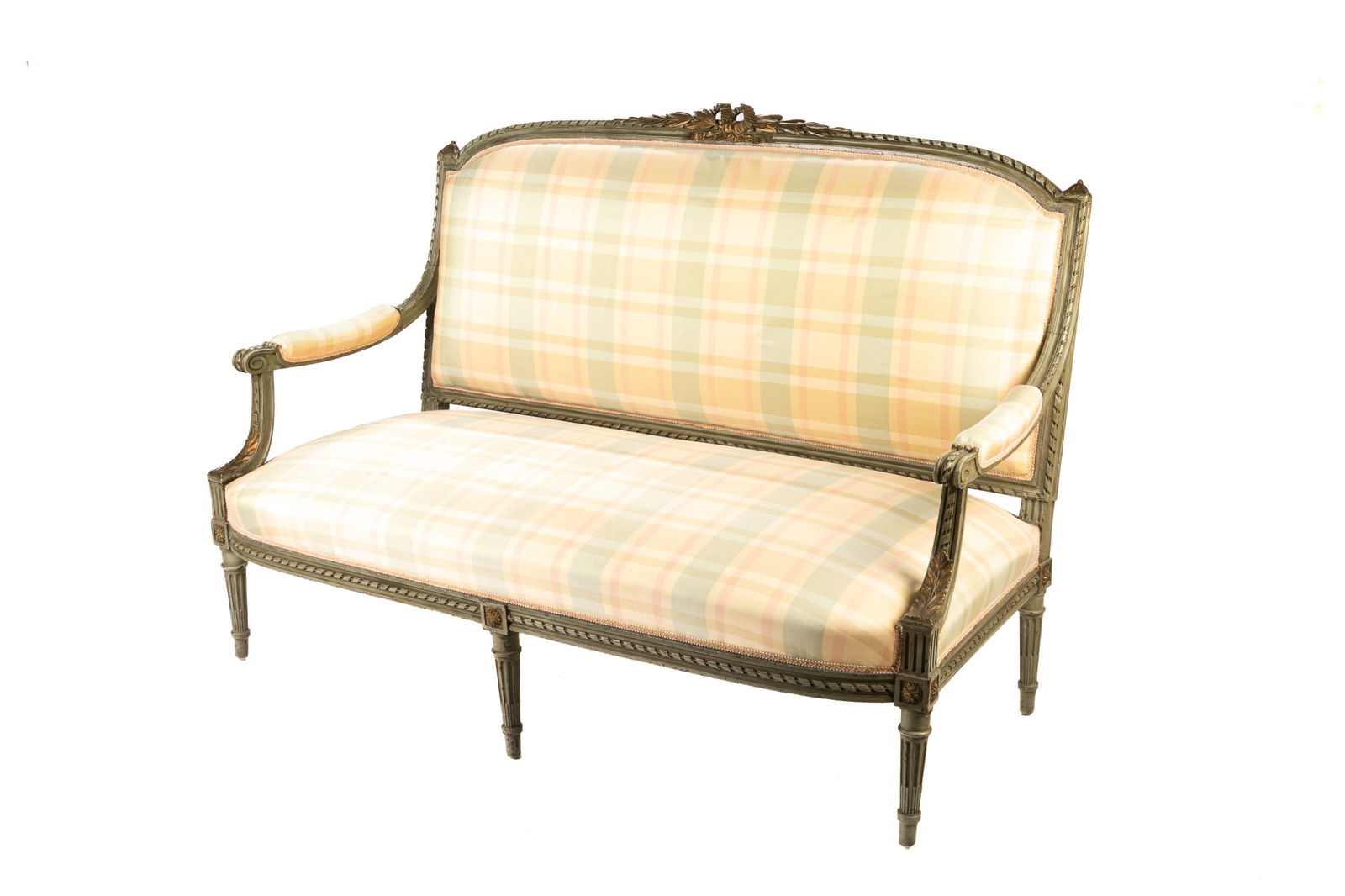 FRENCH PAINTED & UPHOLSTERED SETTEE (1 of 3)