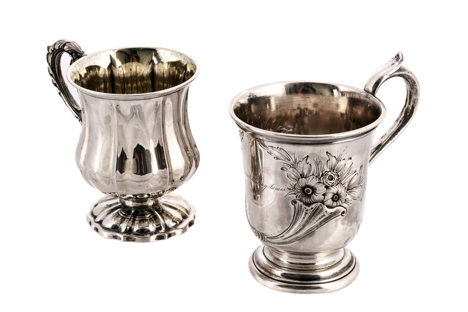 TWO SILVER CHRISTENING MUGS, 287g (1 of 4)