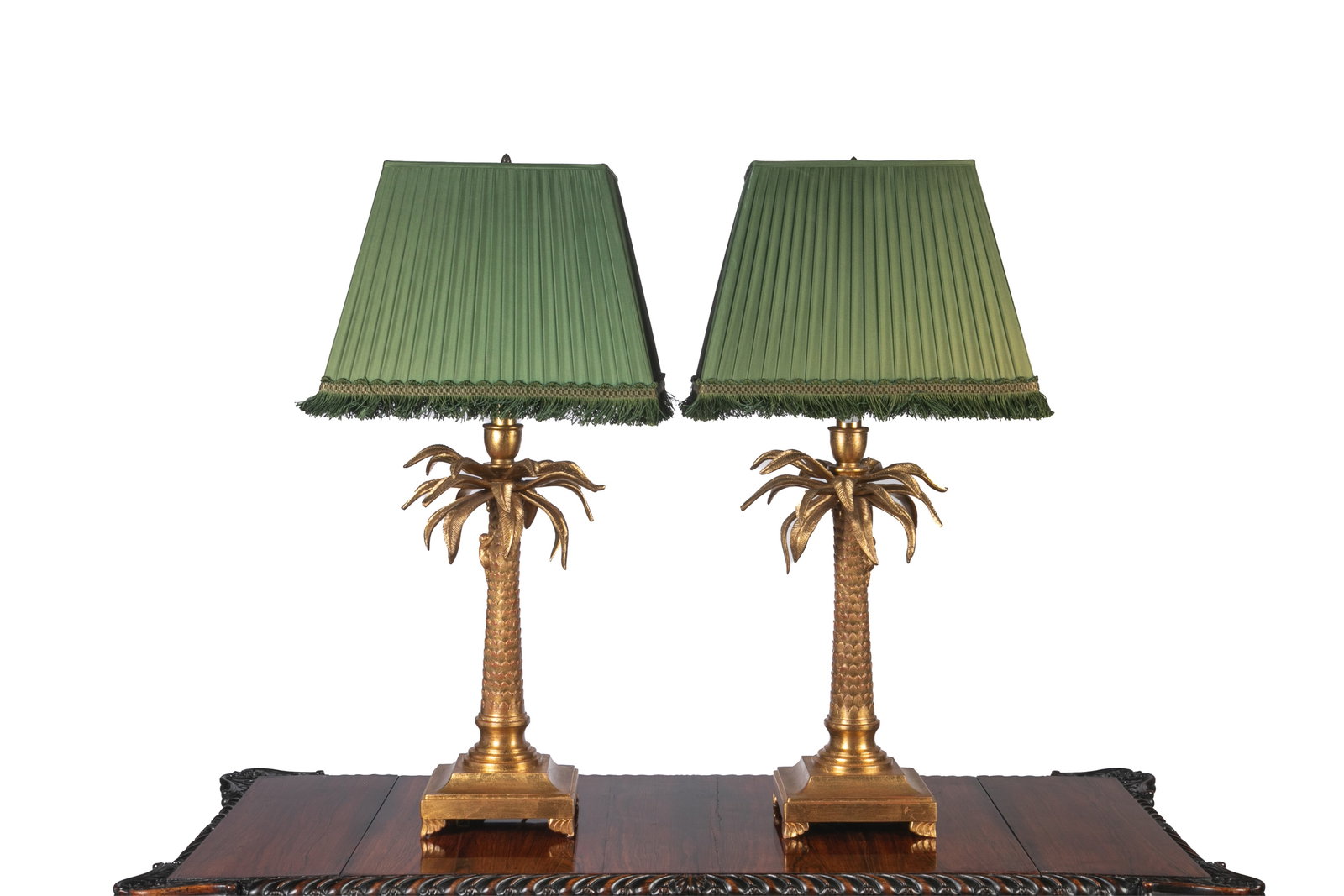 PAIR OF PALM TREE GILT COMPOSITE TABLE LAMPS (1 of 1)