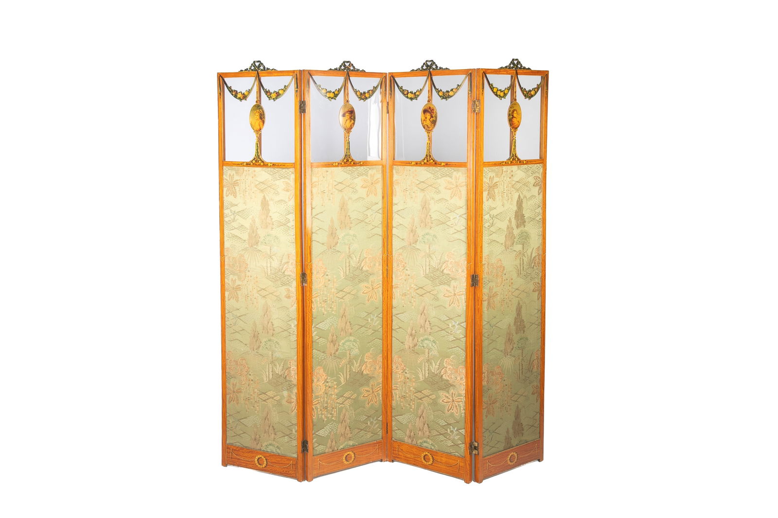 ANTIQUE SATINWOOD FOUR PANEL FLOOR SCREEN (1 of 2)