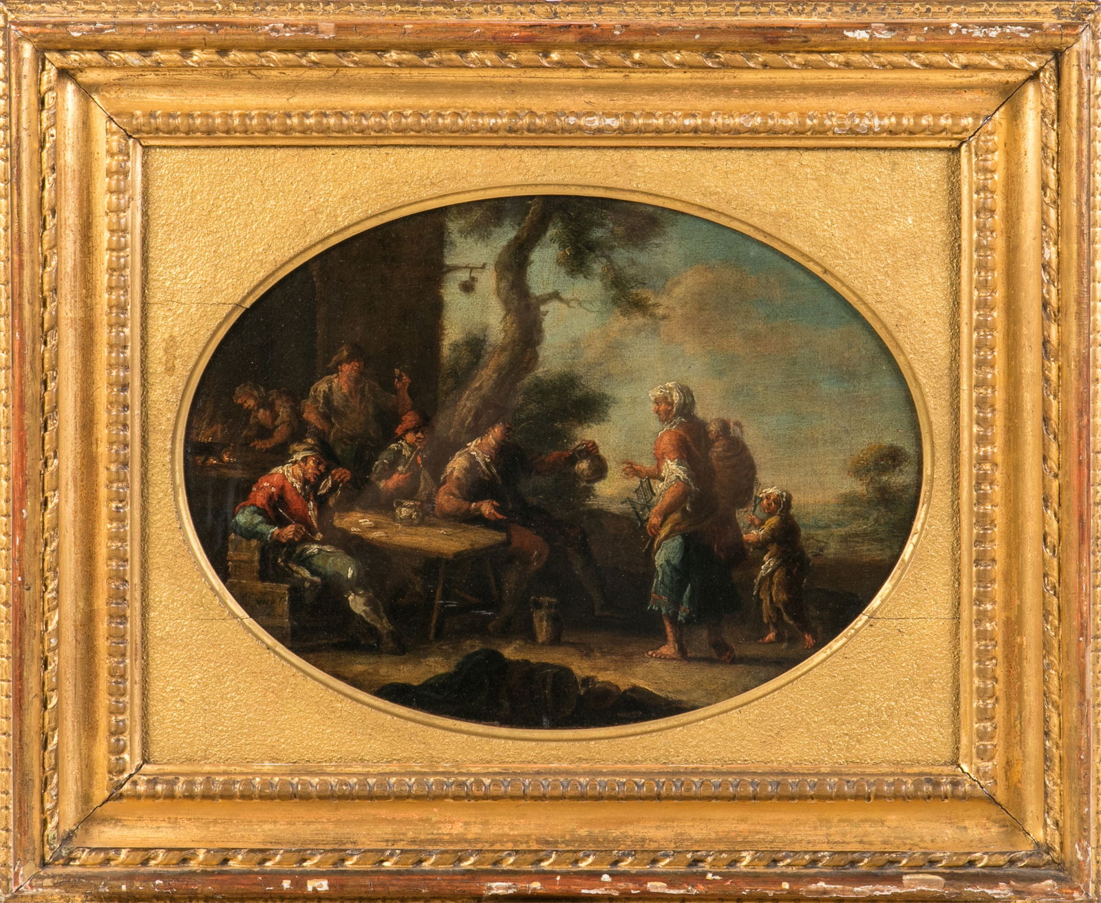18th C OVAL PAINTING OF CLASSICAL SCENE (1 of 4)