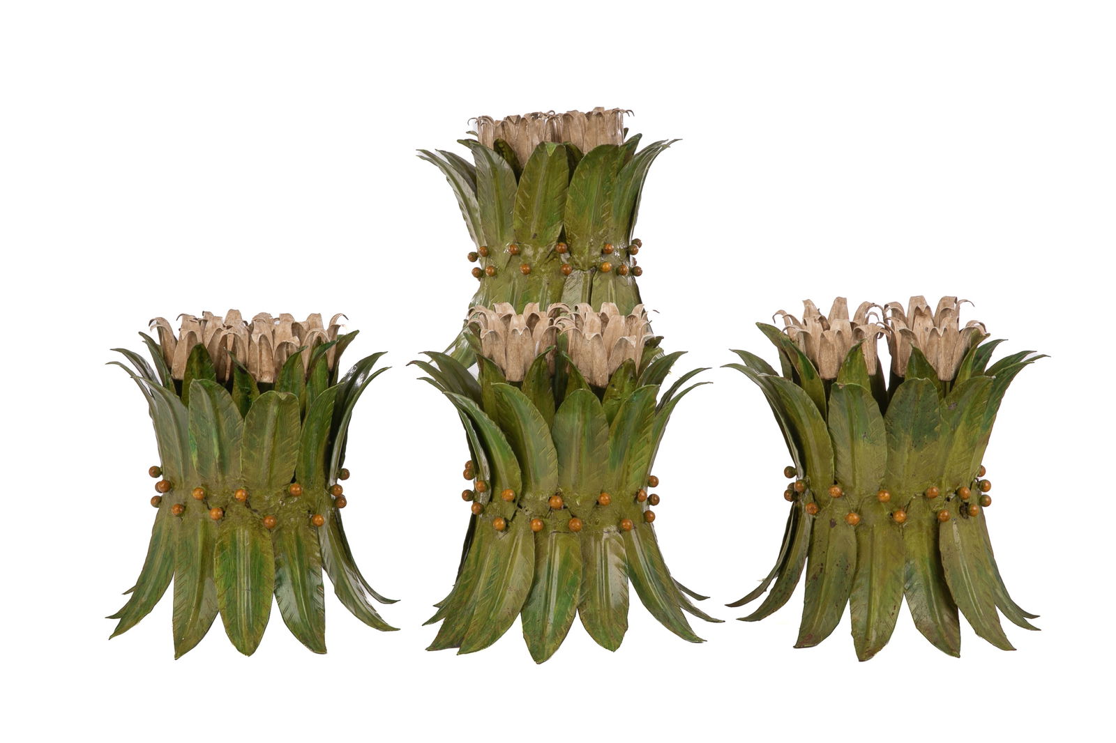 FOUR VINTAGE ITALIAN PAINTED METAL CANDLE HOLDERS (1 of 1)