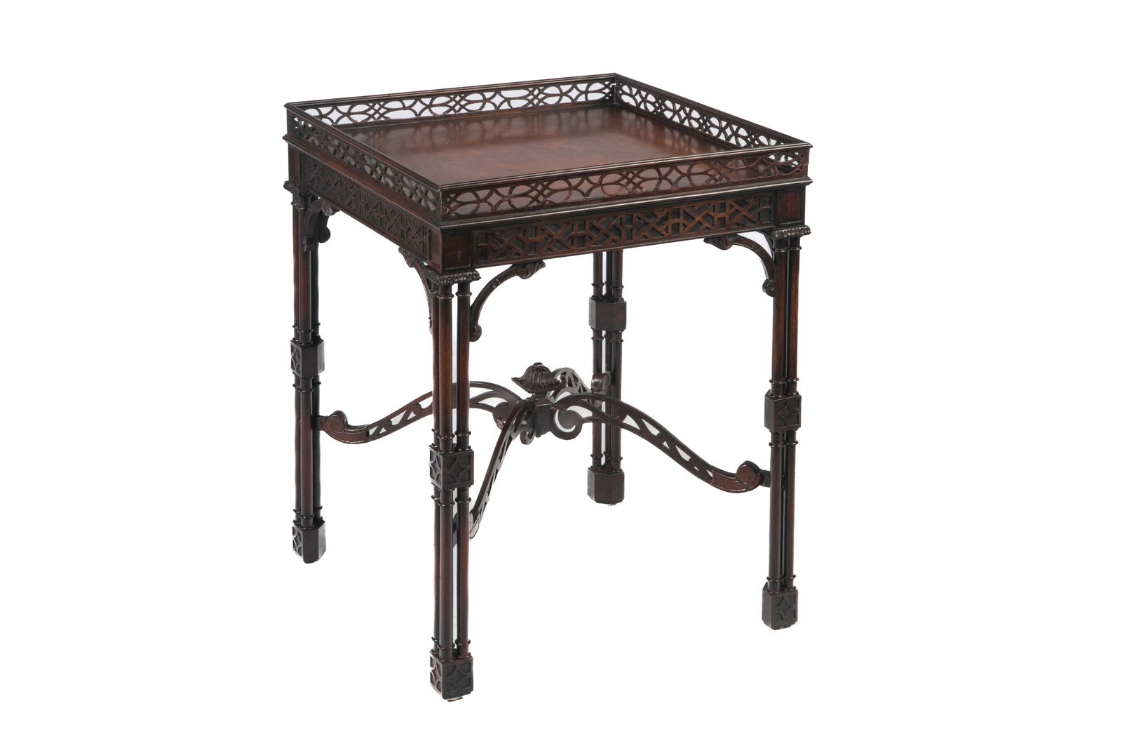 MAHOGANY CHIPPENDALE STYLE SQUARE SIDE TABLE (1 of 3)