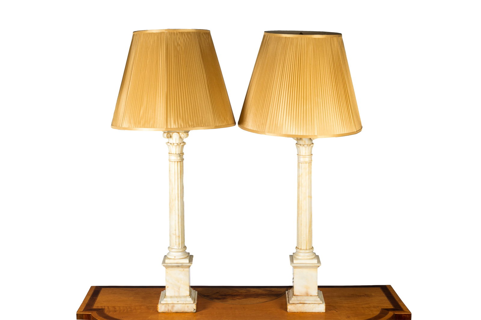 PAIR OF MARBLE COLUMN FORM TABLE LAMPS (1 of 1)