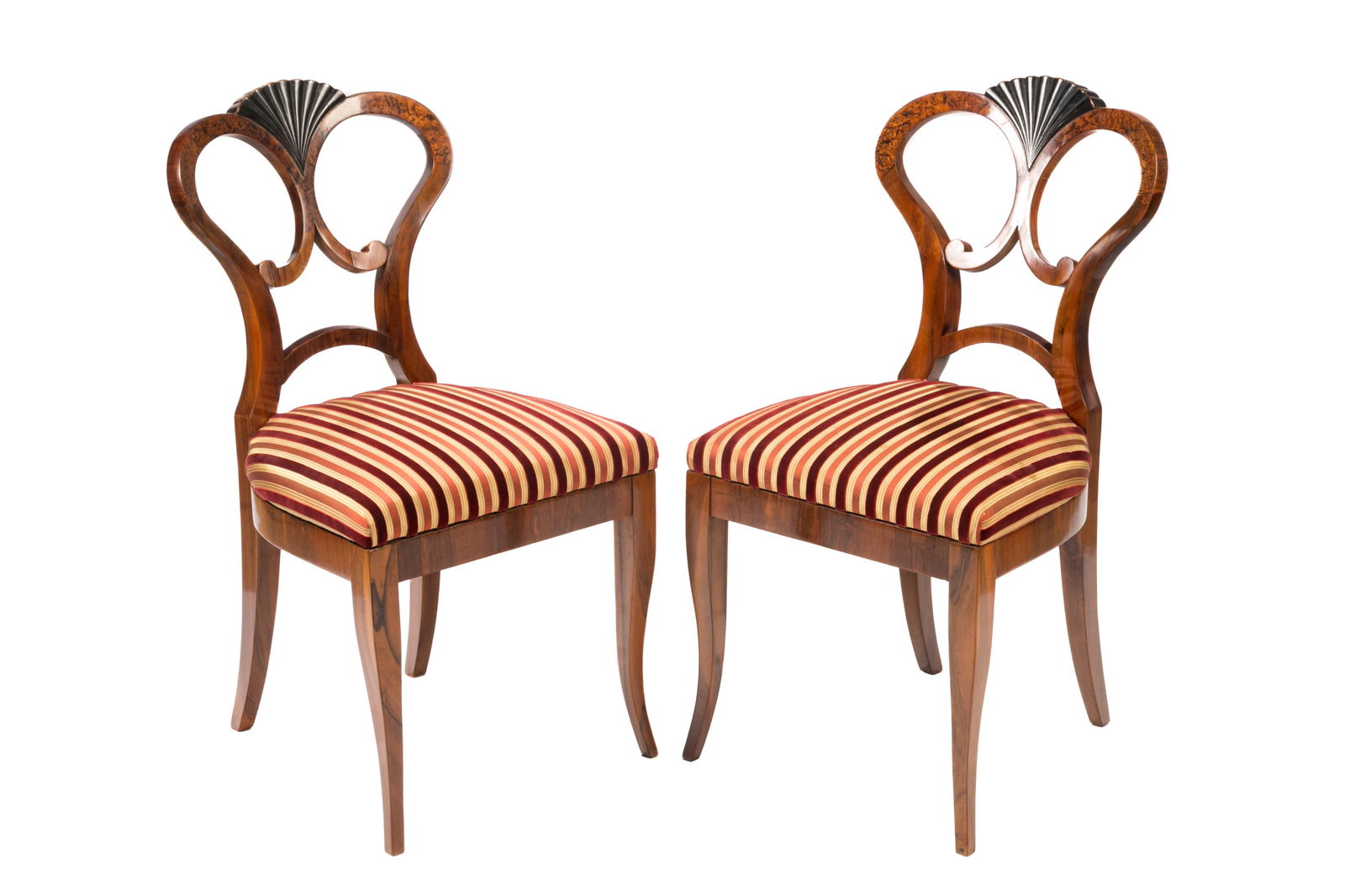 PAIR OF BIEDERMEIER BURLED WOOD SIDE CHAIRS (1 of 1)