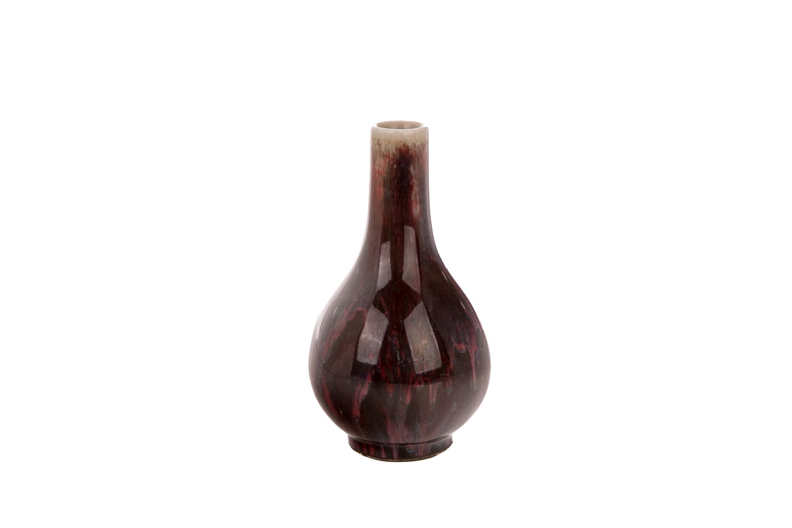 SMALL CHINESE FLAMBE GLAZED BOTTLE VASE (1 of 4)