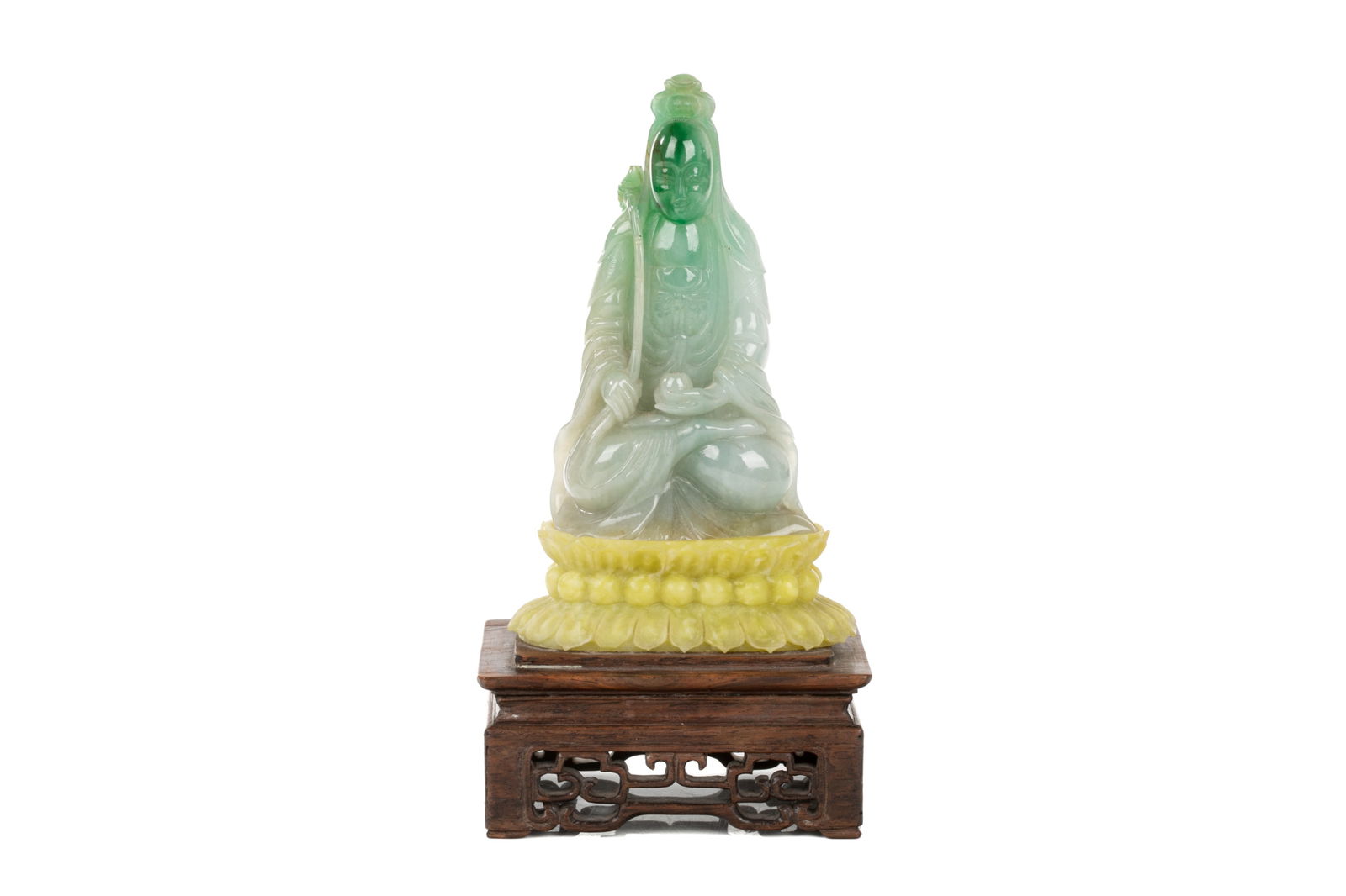 CARVED JADEITE SEATED BODHISATTVA (1 of 4)