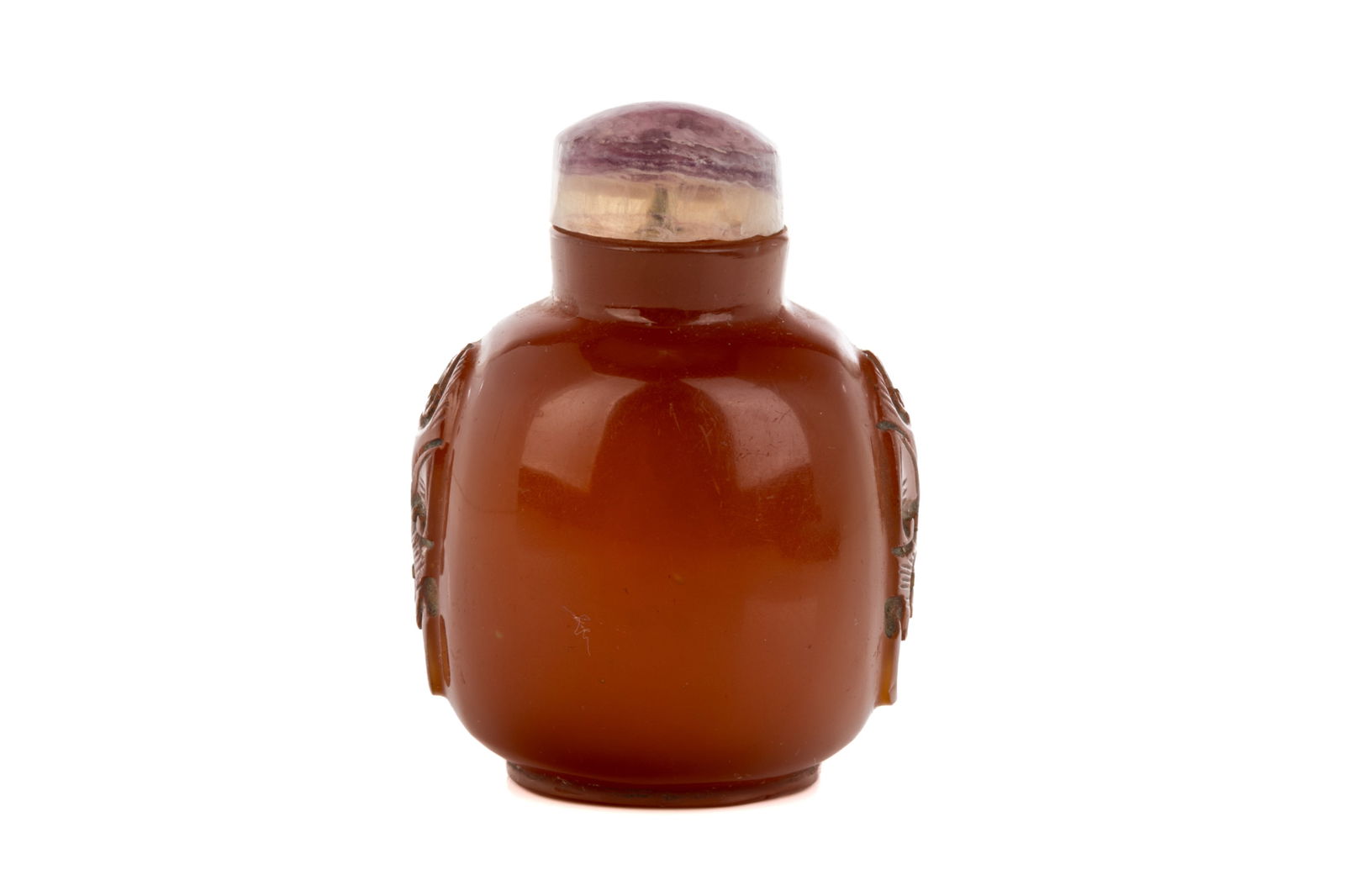 CHINESE AMBER AGATE CARVED SNUFF BOTTLE (1 of 6)