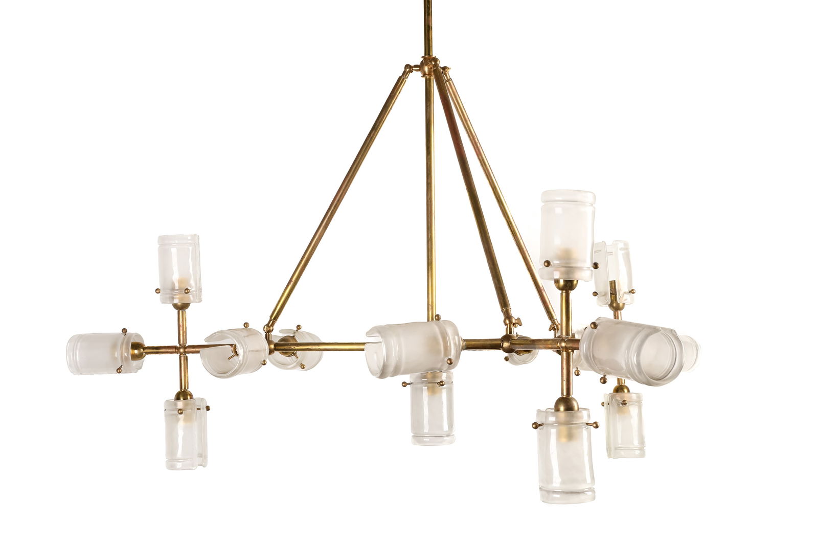 ITALIAN BRASS & MURANO GLASS CHANDELIER (1 of 1)