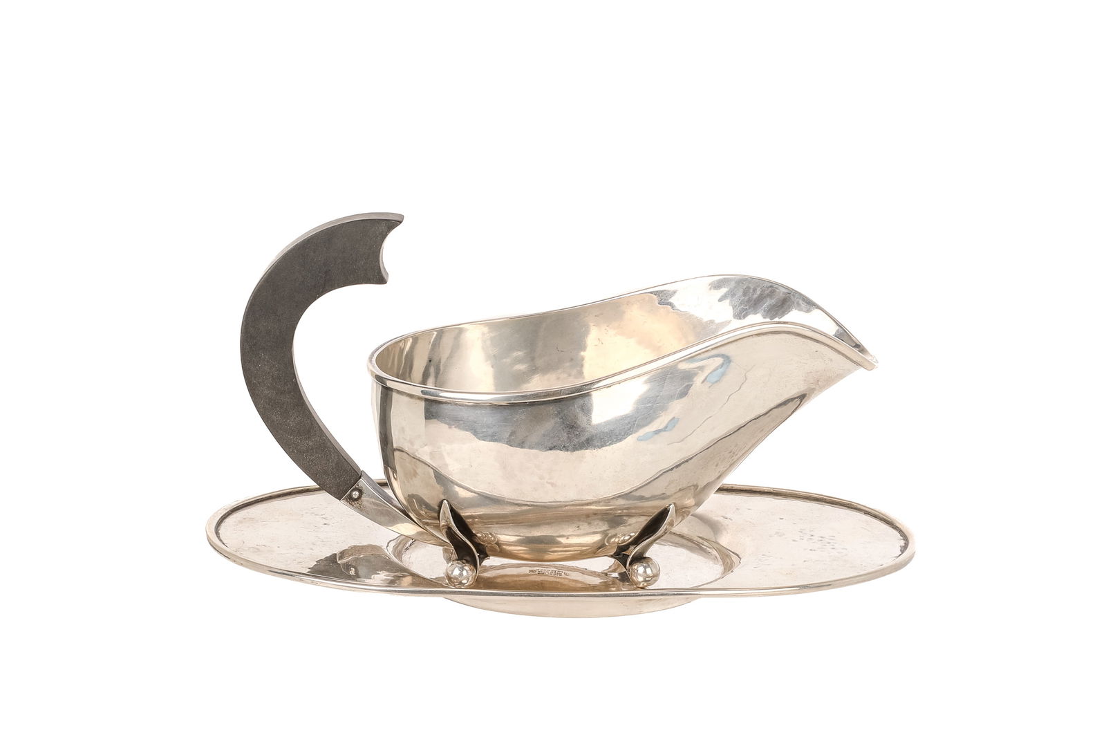 CARL POUL PETERSEN SILVER SAUCEBOAT ON STAND, 436g (1 of 5)