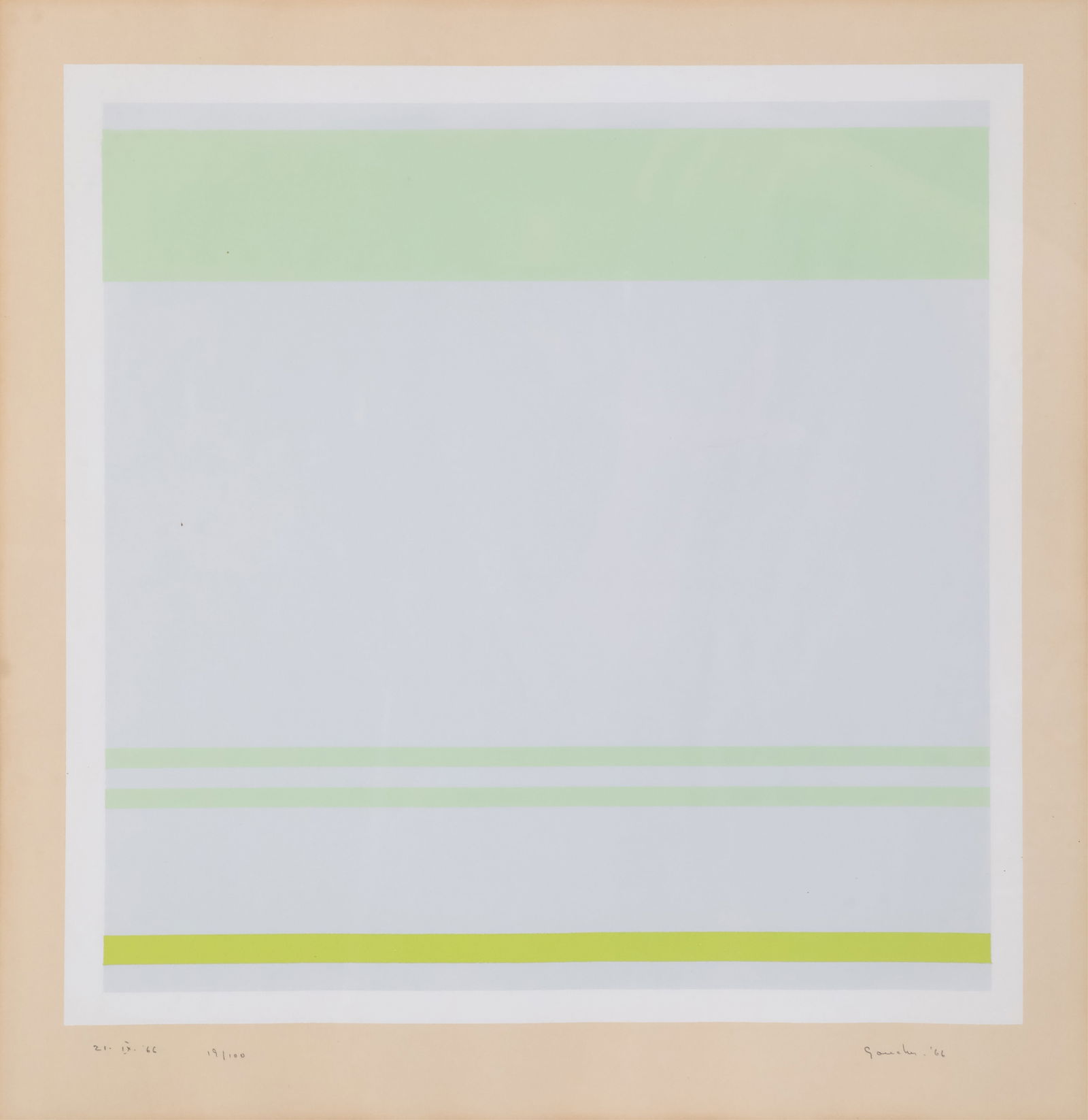 YVES GAUCHER (Canadian, 1934-2000): 21 1X (1966) Silkscreen Ed. # 19 / 100 Signed & dated bottom margin Measurements (sight) H. 15 1/4" W. 14 3/4"